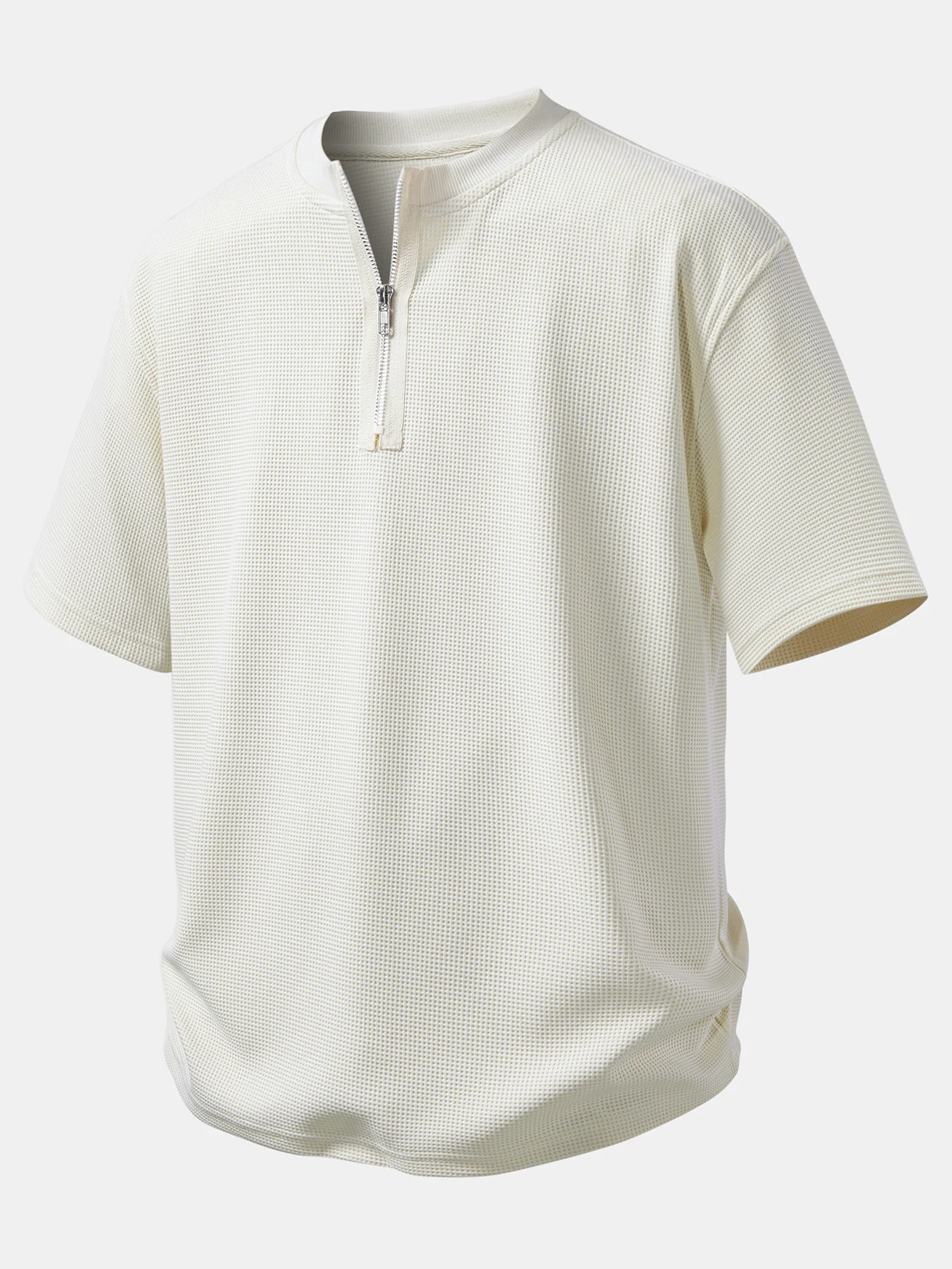 Relax Fit Zipper Waffle T-Shirt