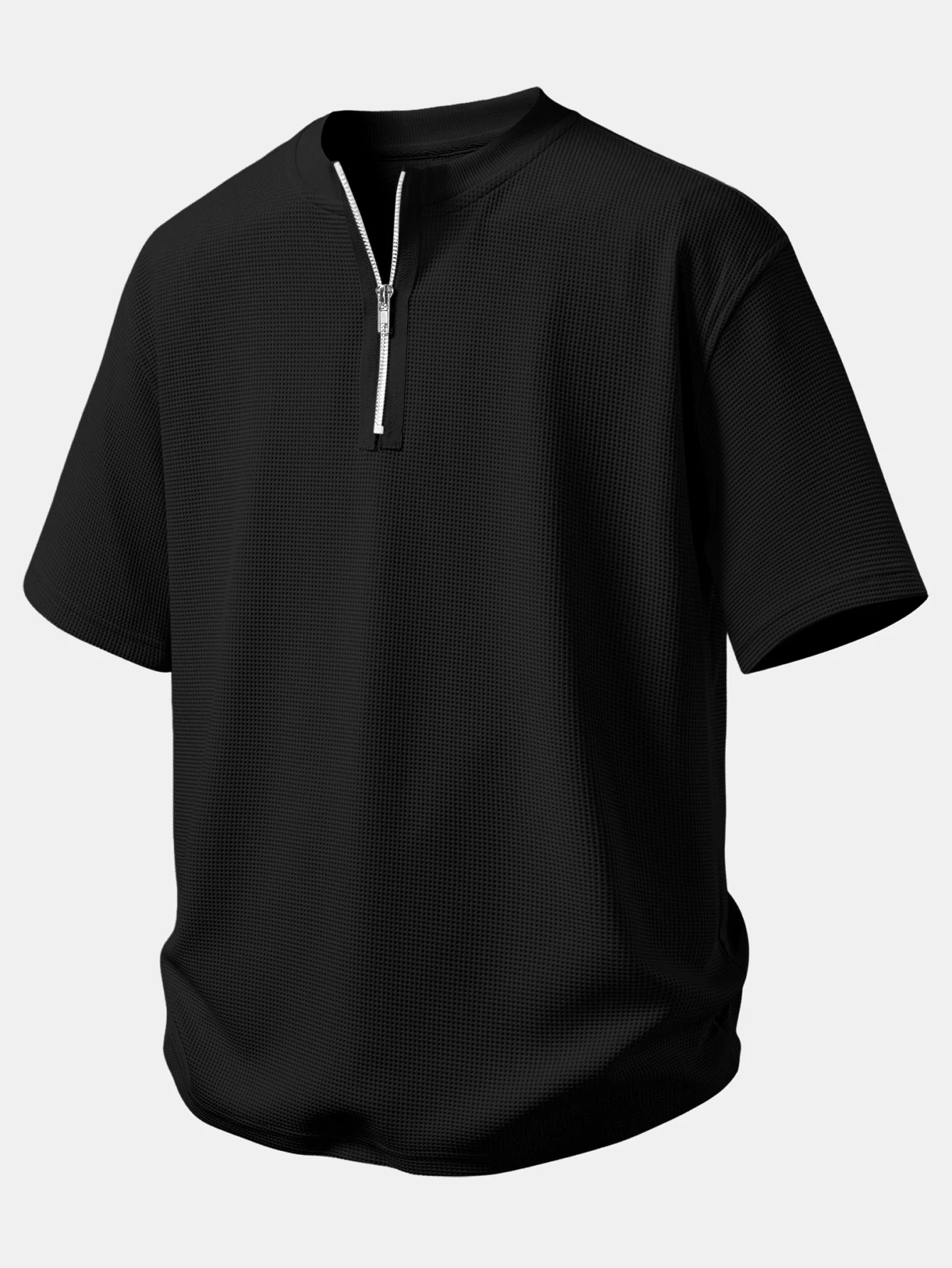 Relax Fit Zipper Waffle T-Shirt - Image 3