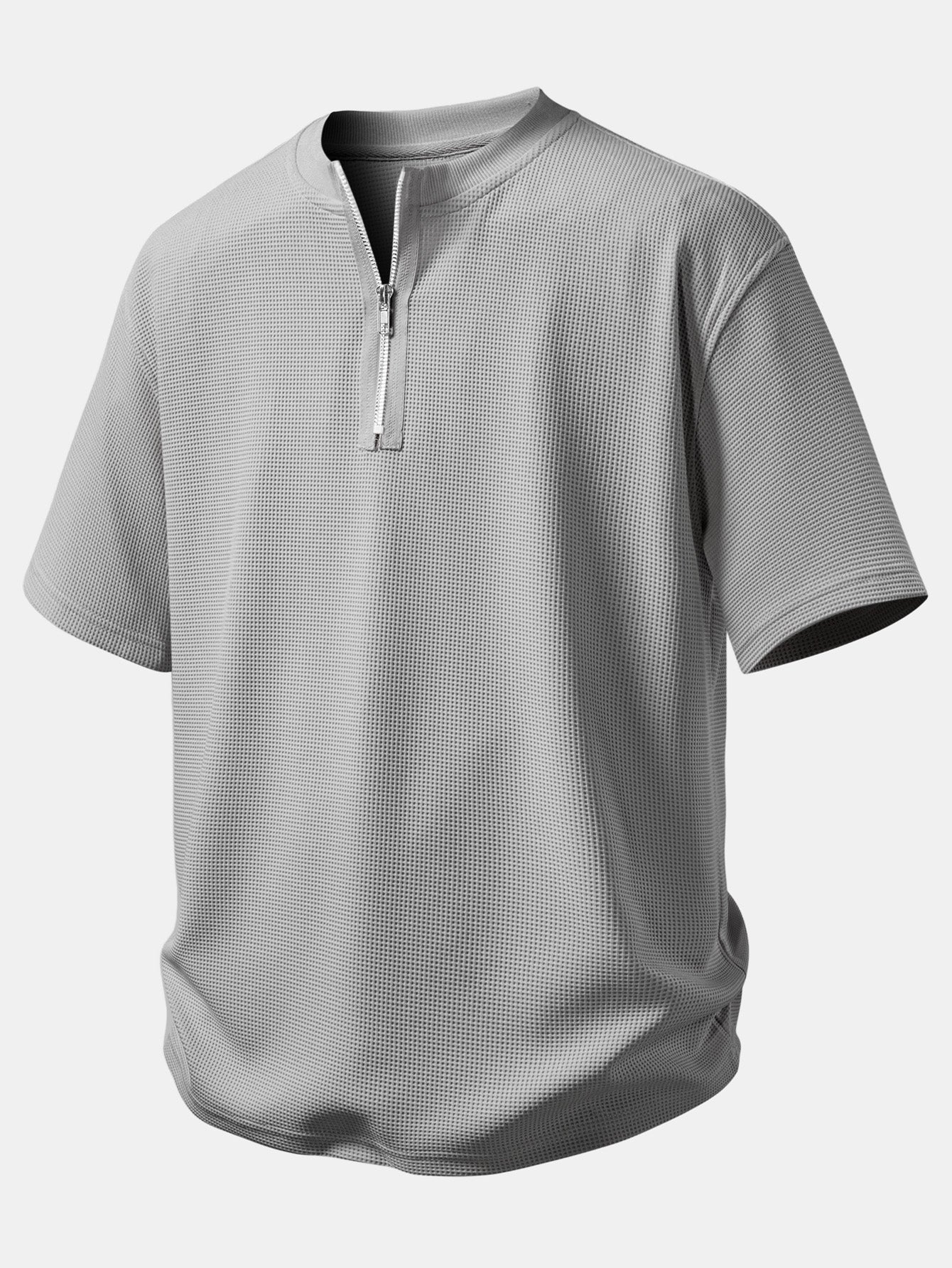 Relax Fit Zipper Waffle T-Shirt - Image 5