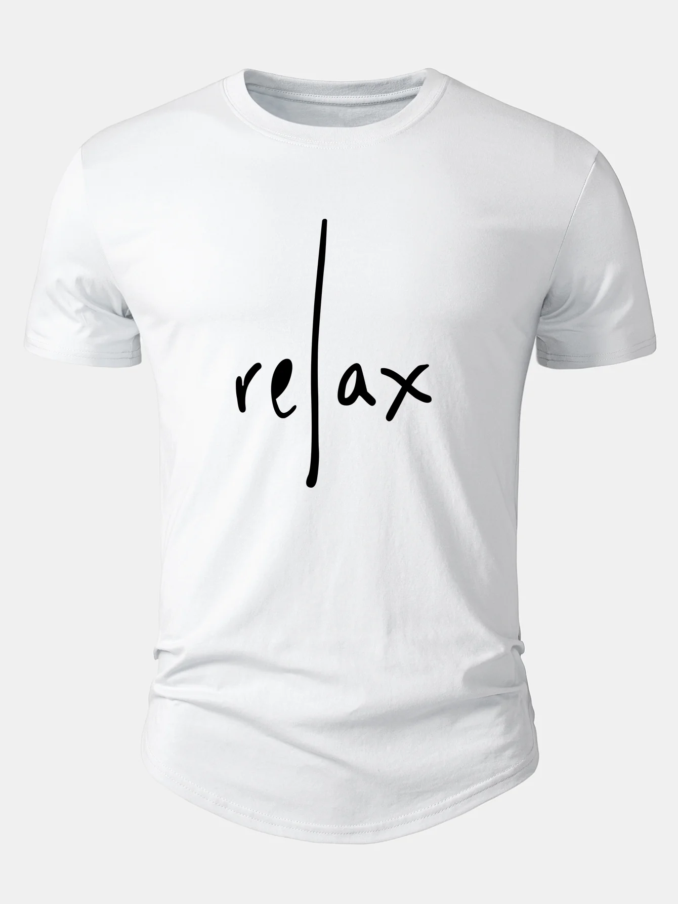 Relax Print Cotton Arc Hem T-Shirt - Image 3