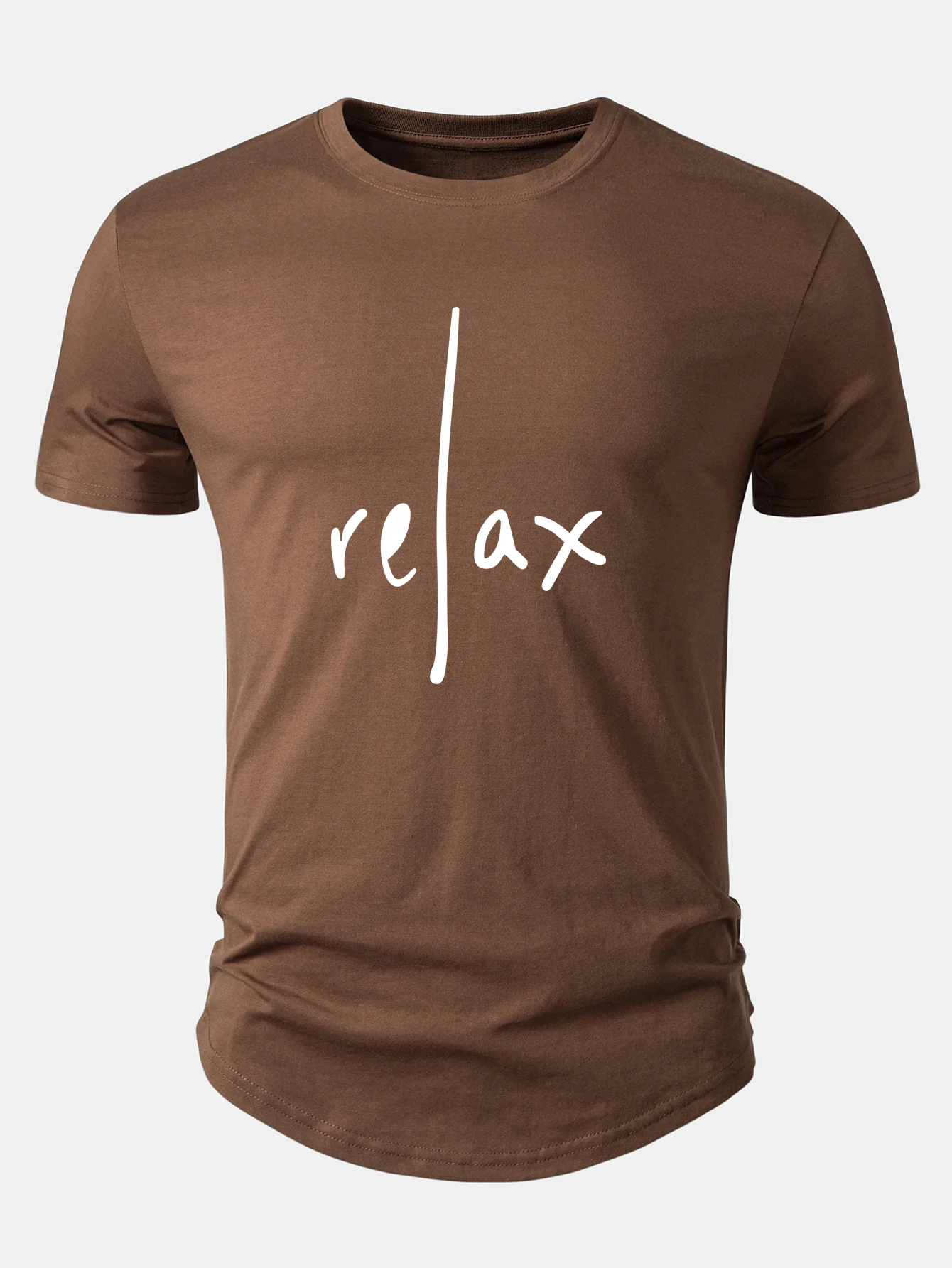 Relax Print Cotton Arc Hem T-Shirt - Image 4