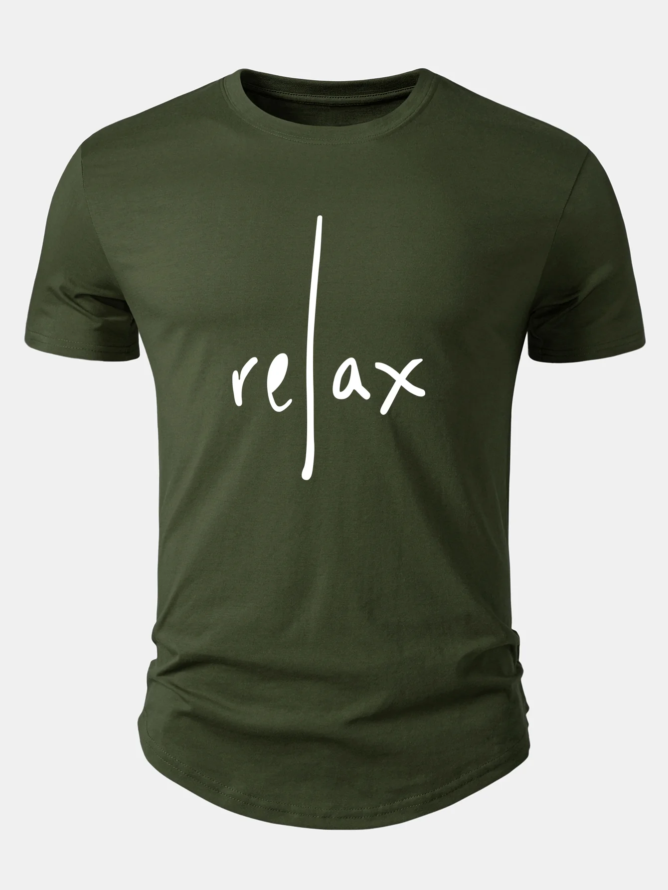 Relax Print Cotton Arc Hem T-Shirt - Image 5