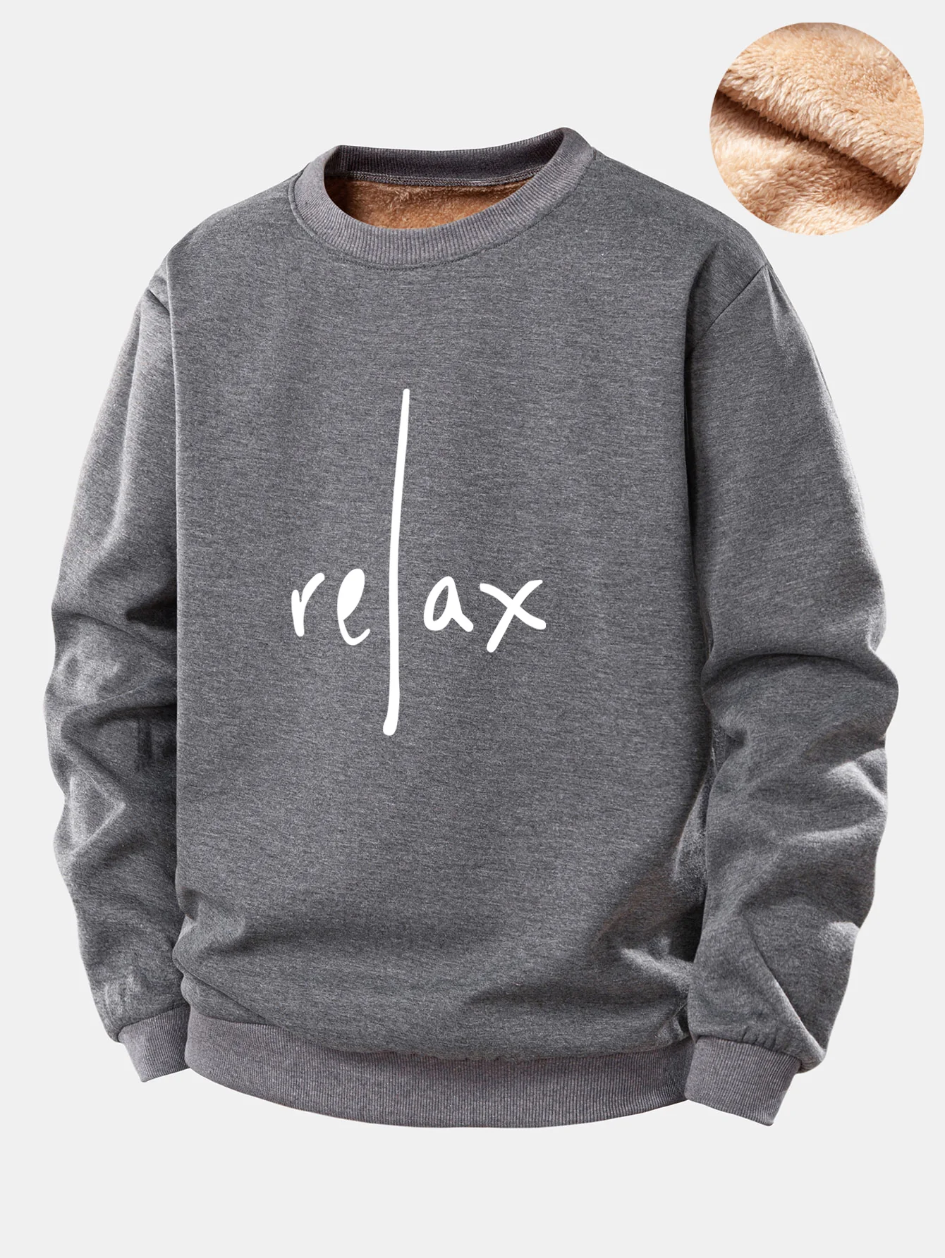 Relax Print Teddy Fleece Lined Sweatshirt - Image 2