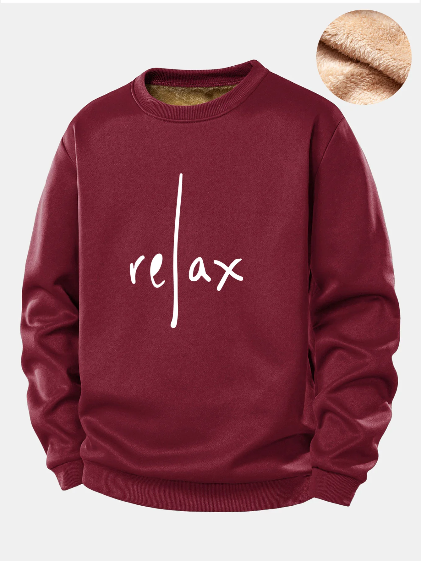 Relax Print Teddy Fleece Lined Sweatshirt - Image 4