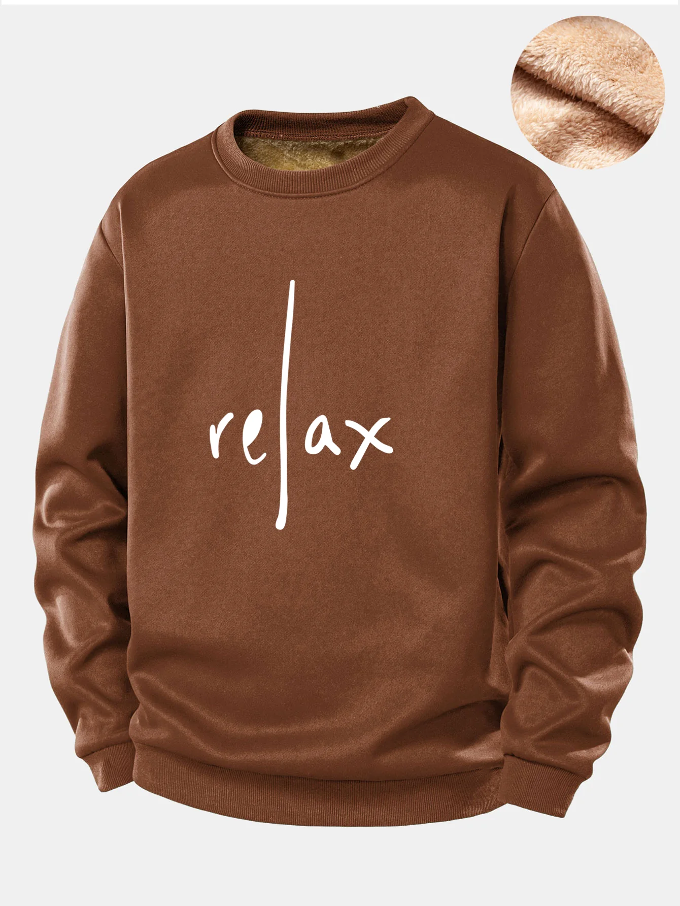 Relax Print Teddy Fleece Lined Sweatshirt - Image 5