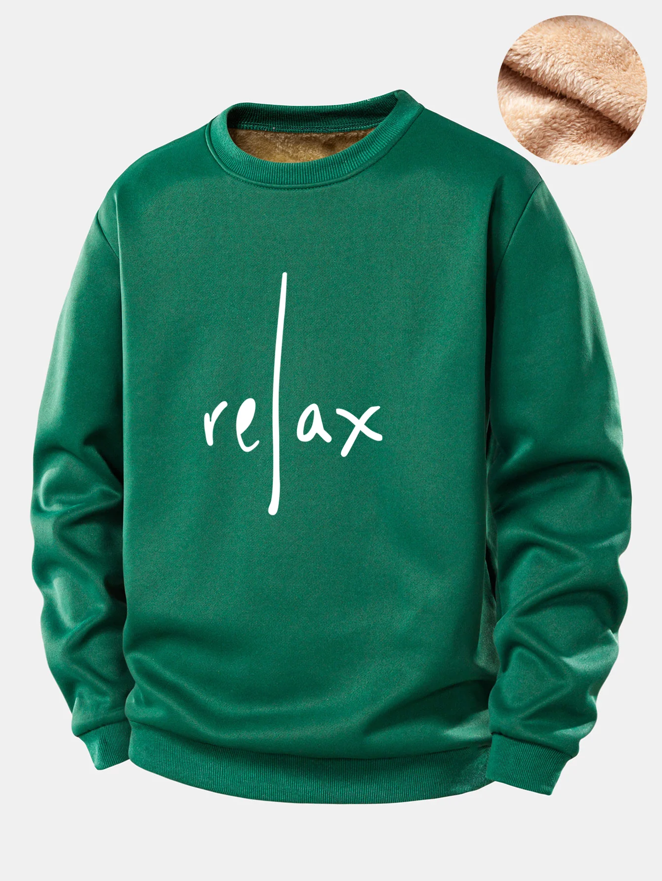 Relax Print Teddy Fleece Lined Sweatshirt - Image 6