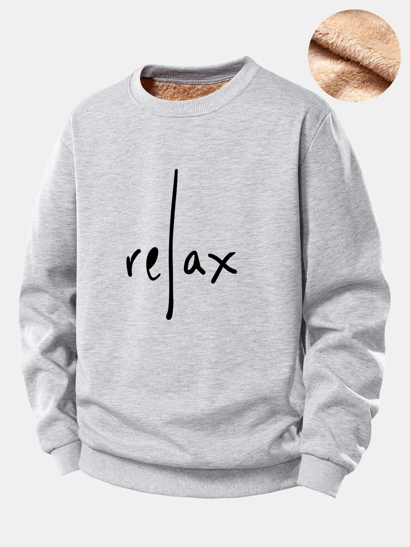 Relax Print Teddy Fleece Lined Sweatshirt - Image 7