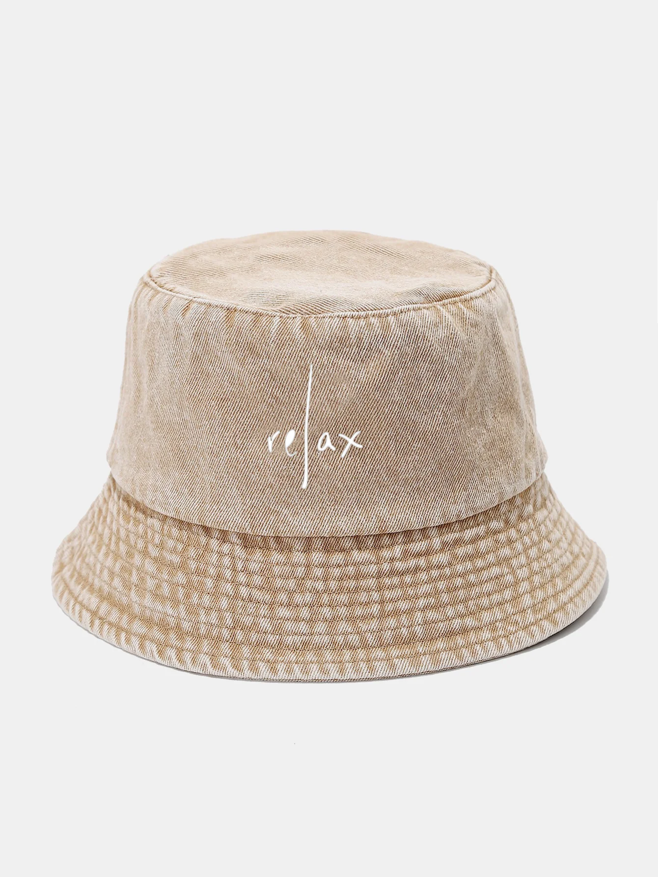 Relax Print Washed Distressed Bucket Hat - Image 10