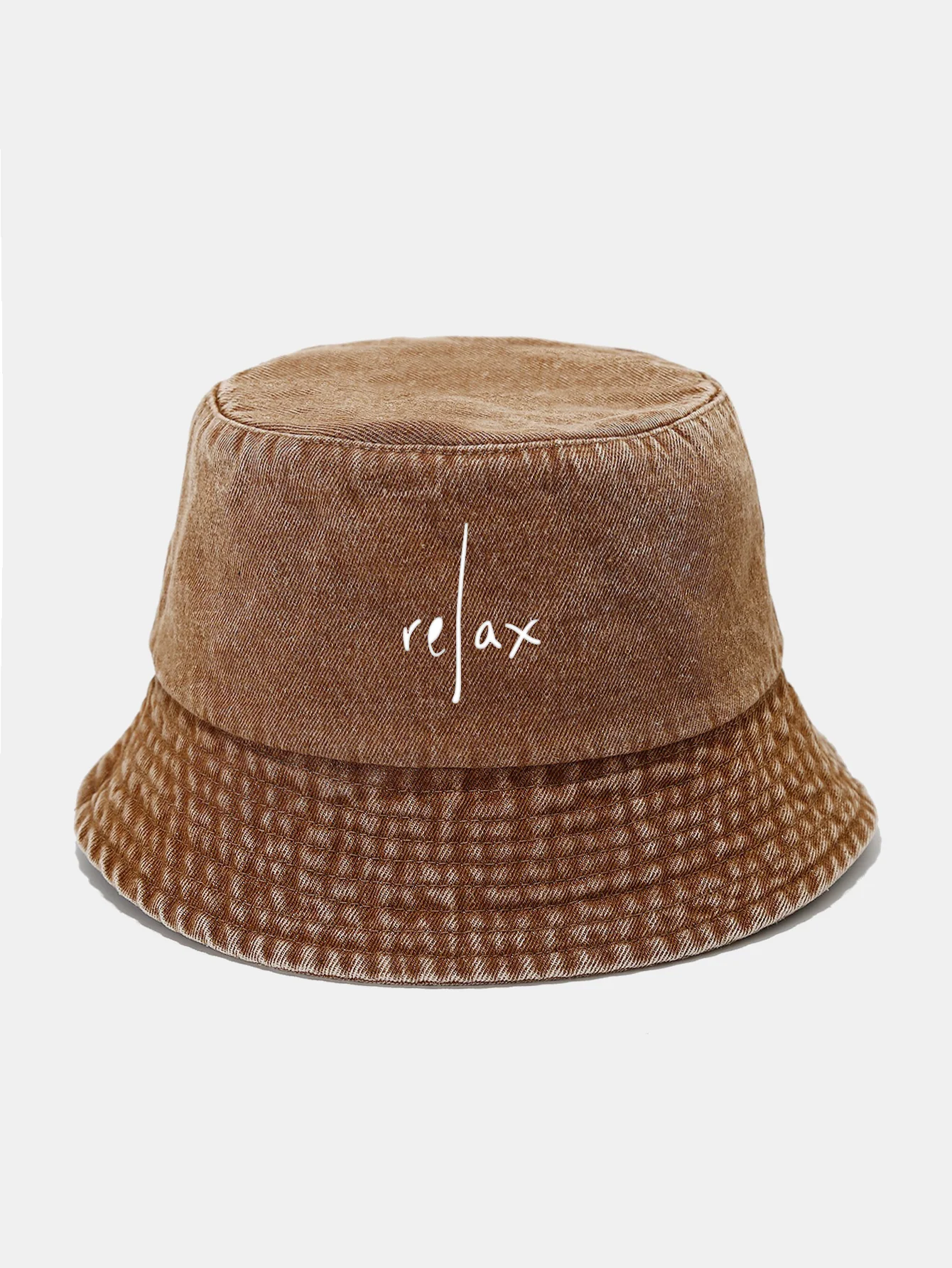 Relax Print Washed Distressed Bucket Hat - Image 2