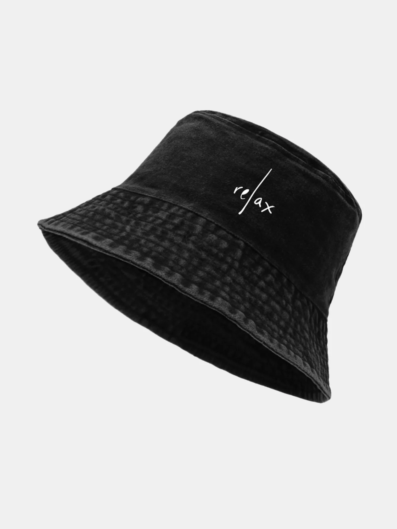 Relax Print Washed Distressed Bucket Hat - Image 3