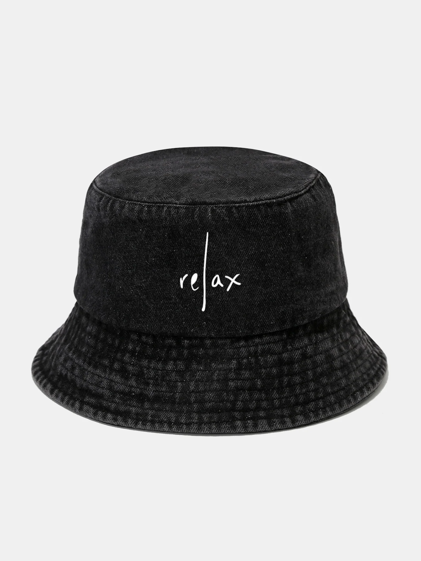 Relax Print Washed Distressed Bucket Hat - Image 4