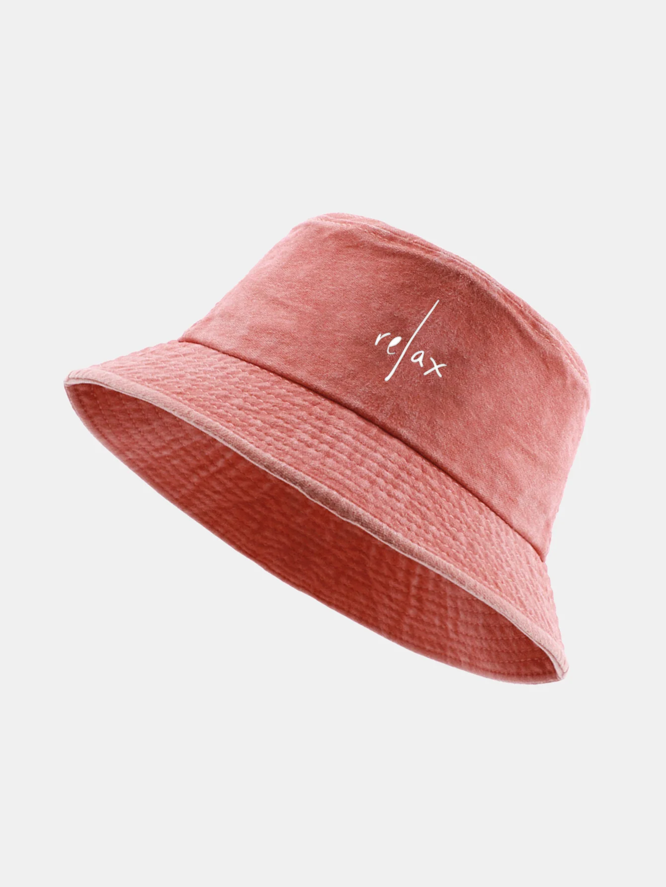 Relax Print Washed Distressed Bucket Hat - Image 5