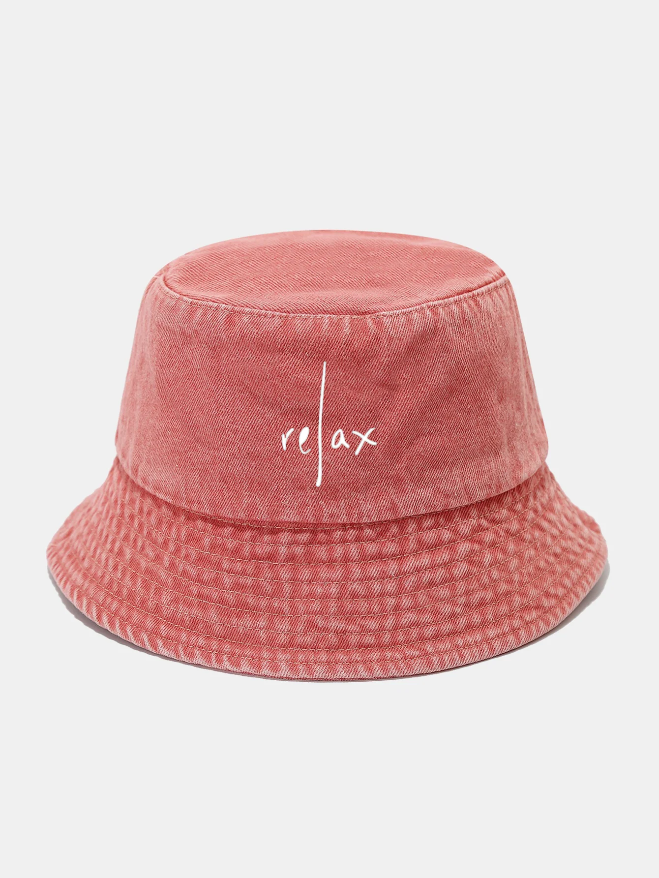 Relax Print Washed Distressed Bucket Hat - Image 6