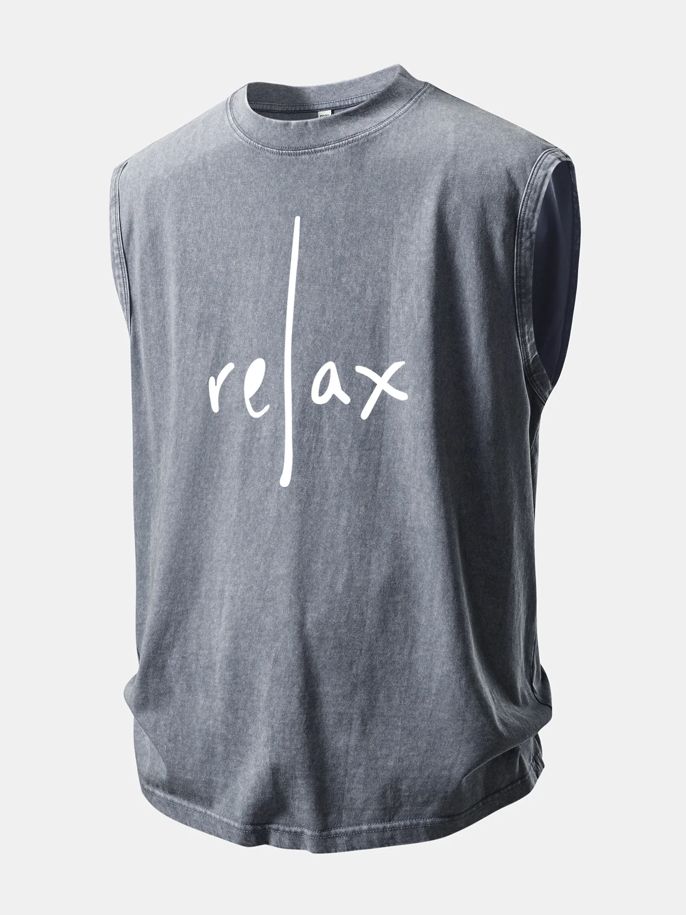 Relax Print Washed Distressed Tank Top - Image 5