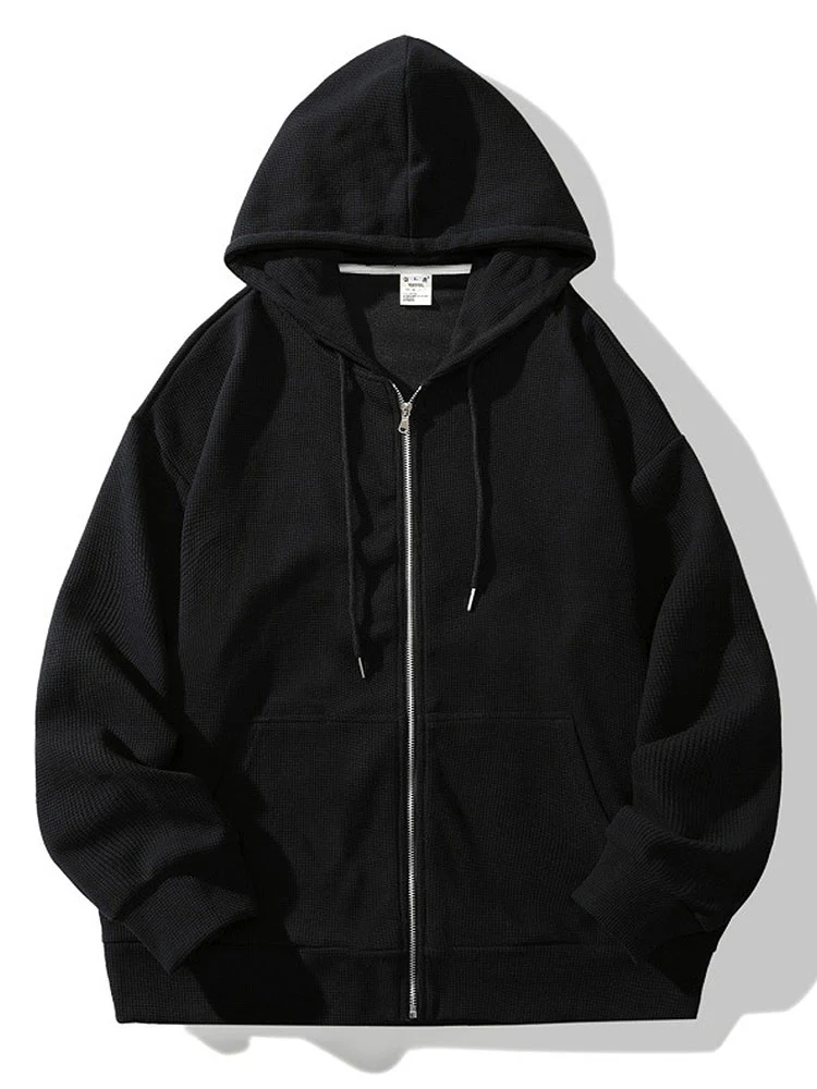 Entspannte Waffel-Zip-Hoodie - Image 5
