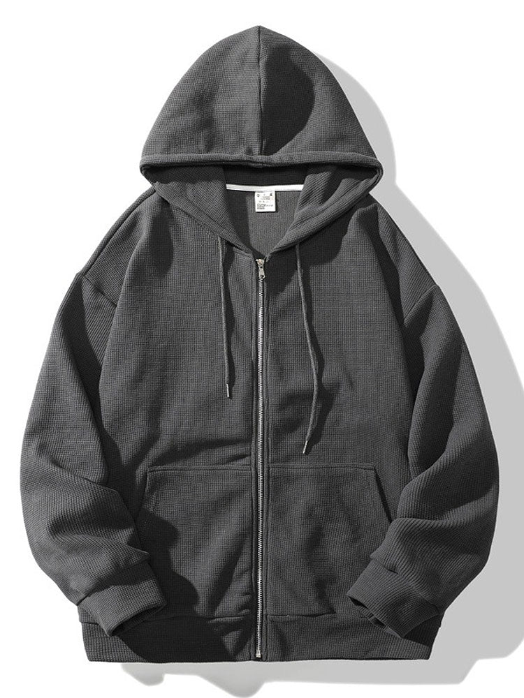 Entspannte Waffel-Zip-Hoodie - Image 7