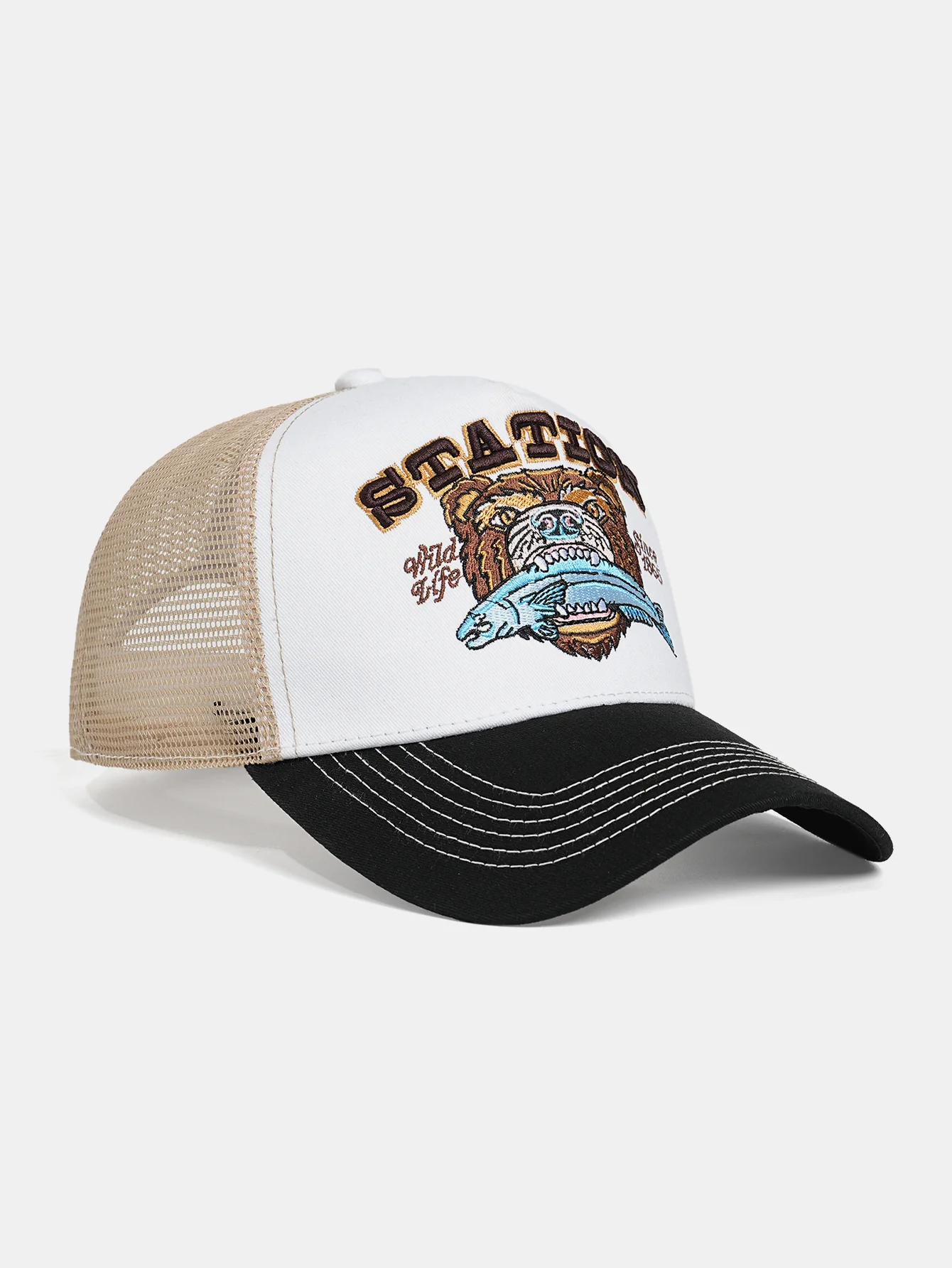 Retro Bär Bestickte Trucker Baseballkappe