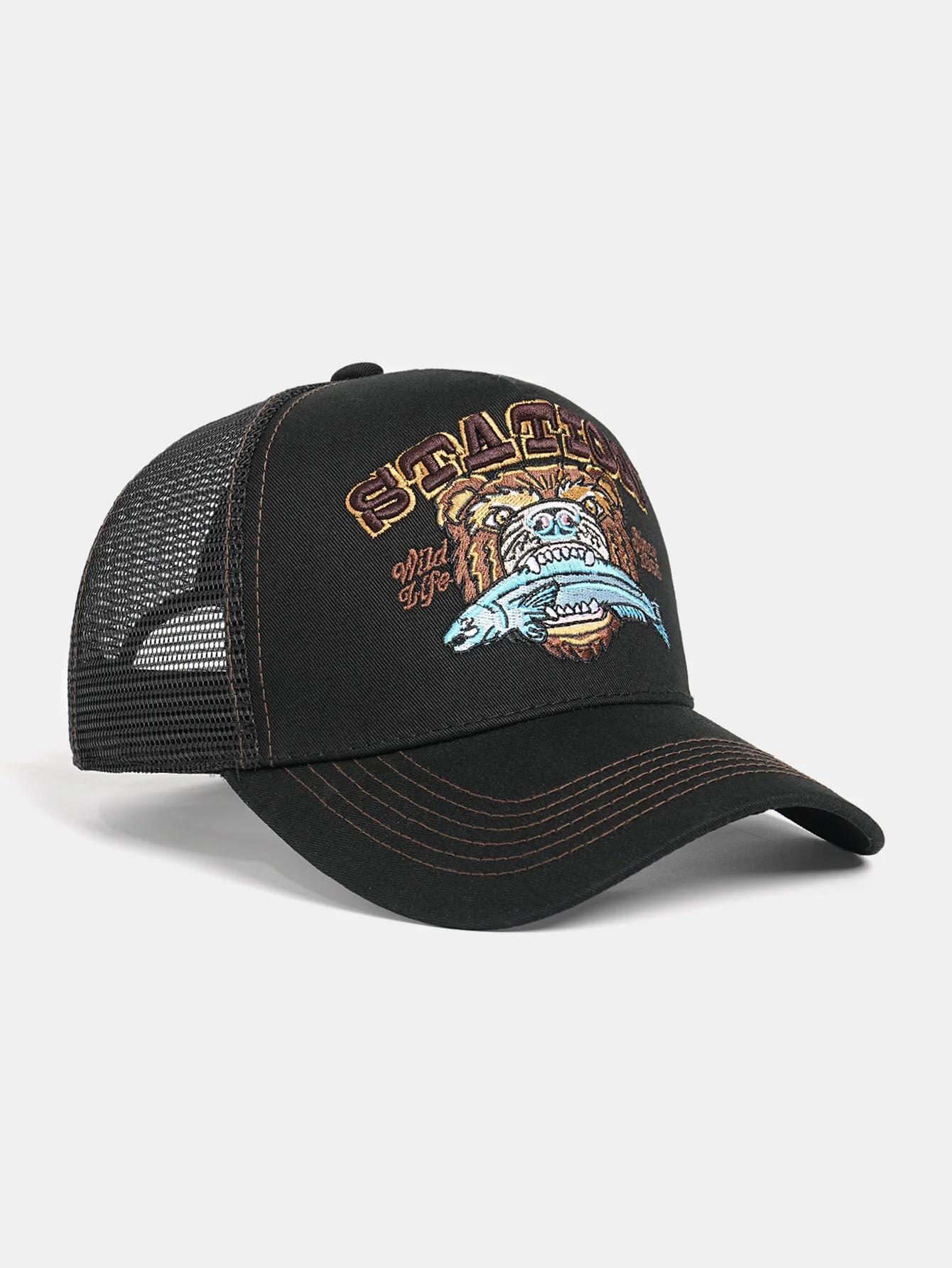 Retro Bär Bestickte Trucker Baseballkappe - Image 3