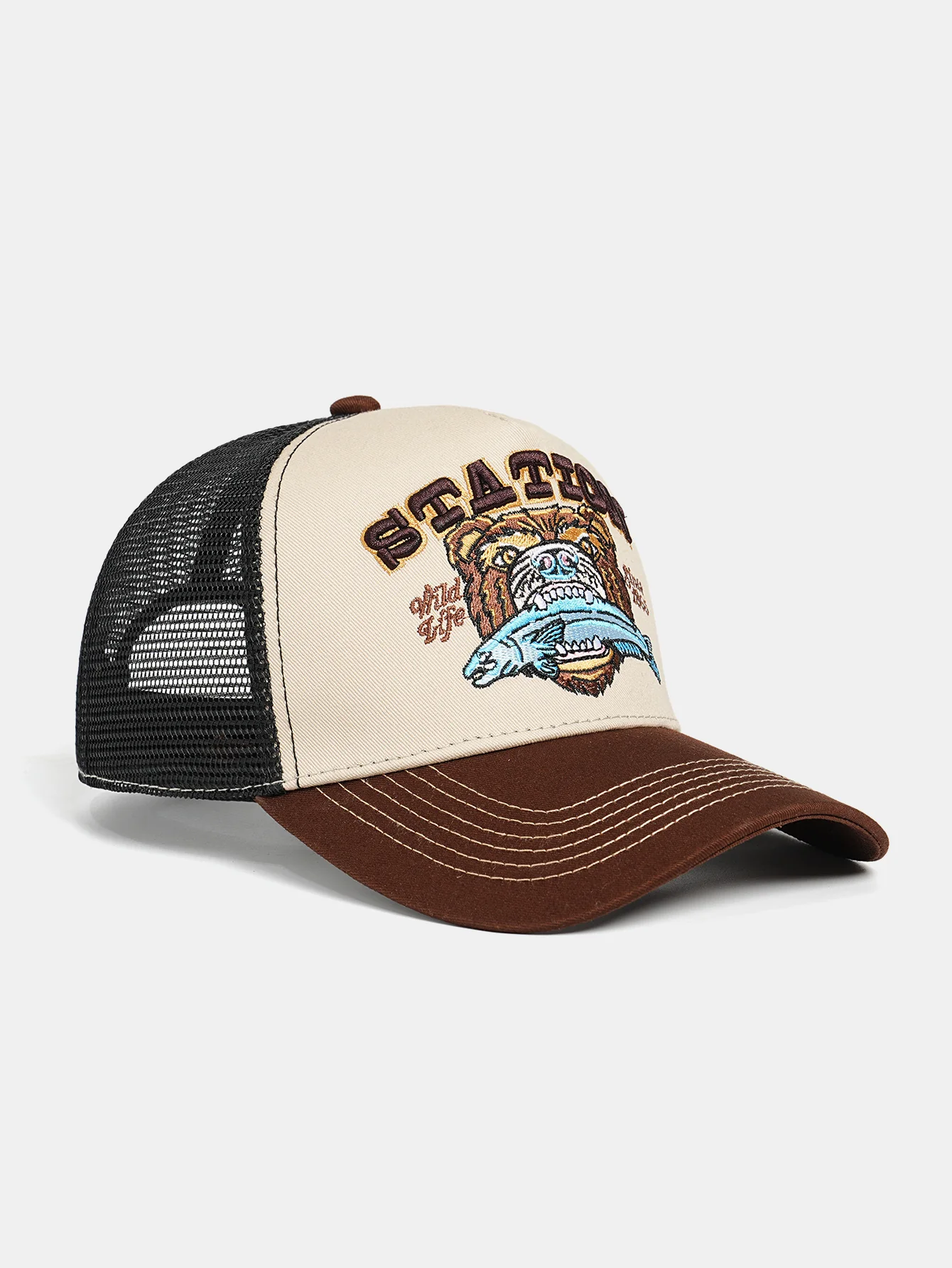 Retro Bär Bestickte Trucker Baseballkappe - Image 5