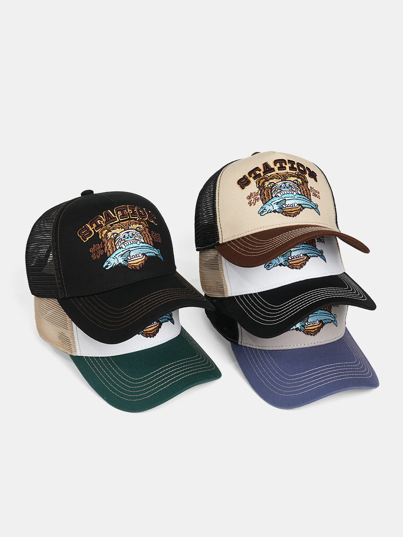 Retro Bär Bestickte Trucker Baseballkappe - Image 6
