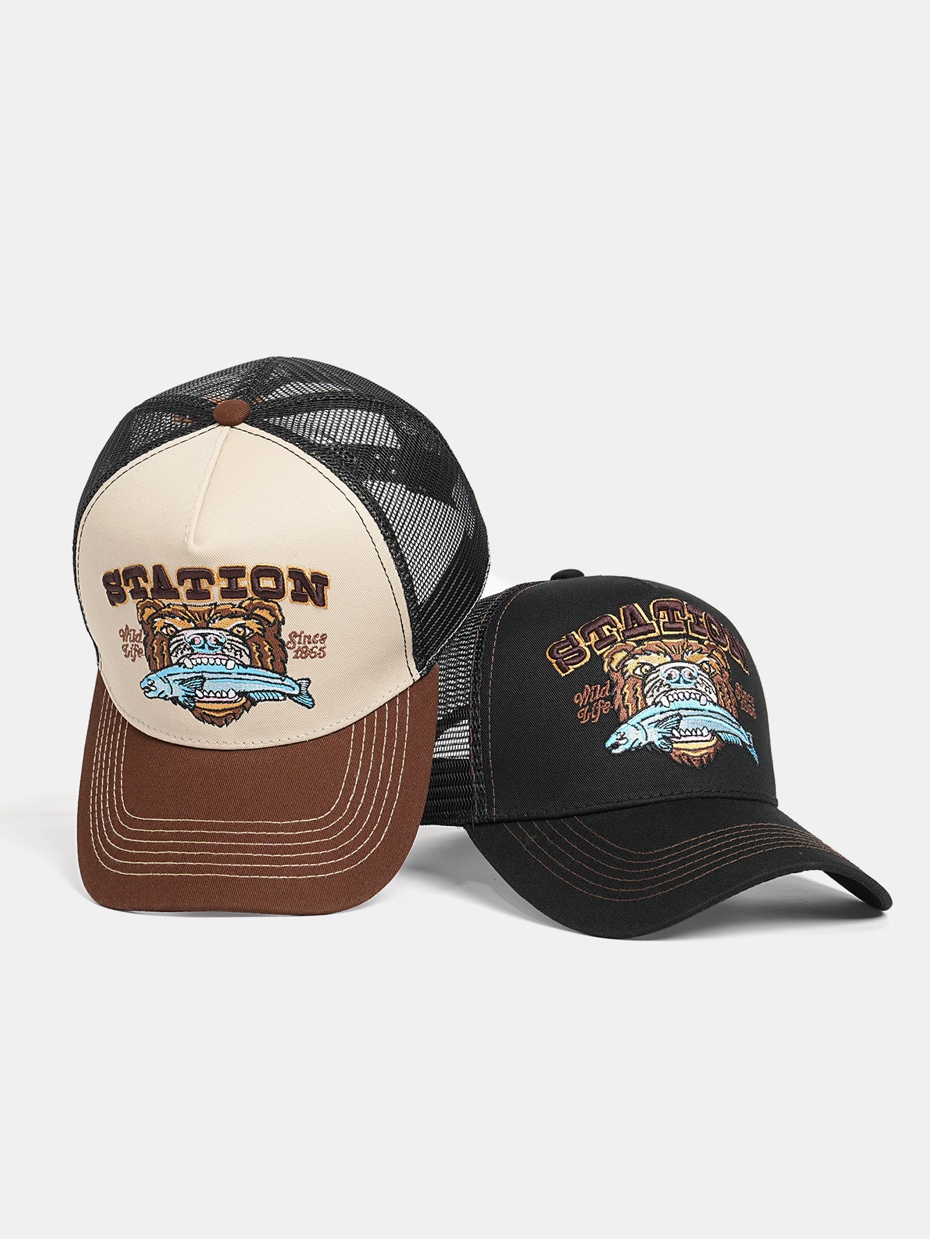 Retro Bär Bestickte Trucker Baseballkappe - Image 7