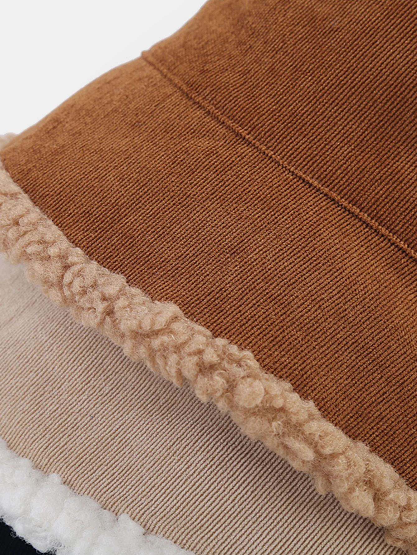 Retro Corduroy And Lambswool Patchwork Double-sided Plush Bucket Hat - Image 8