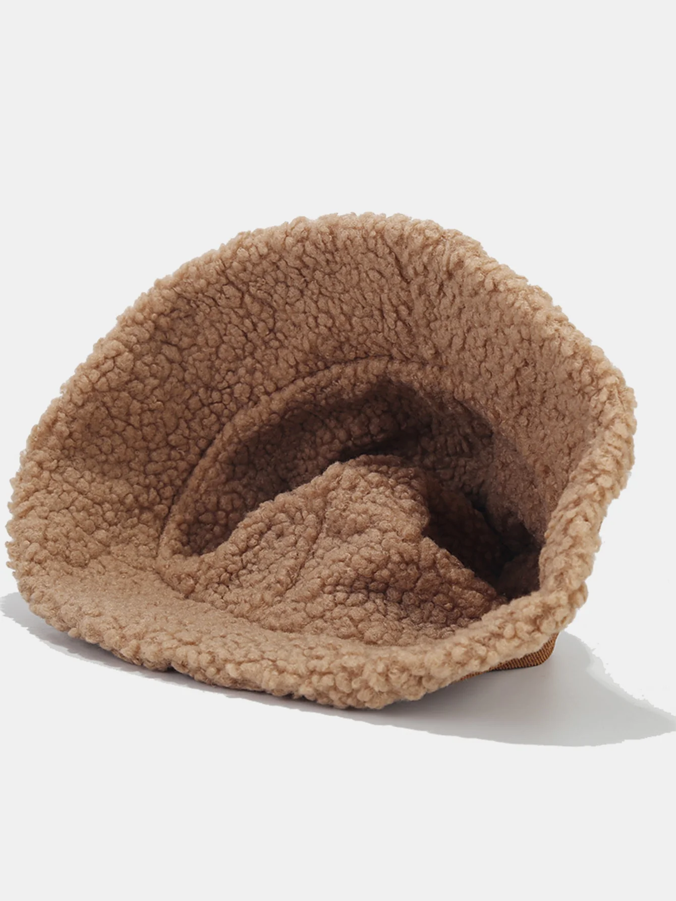 Retro Corduroy And Lambswool Patchwork Double-sided Plush Bucket Hat - Image 9