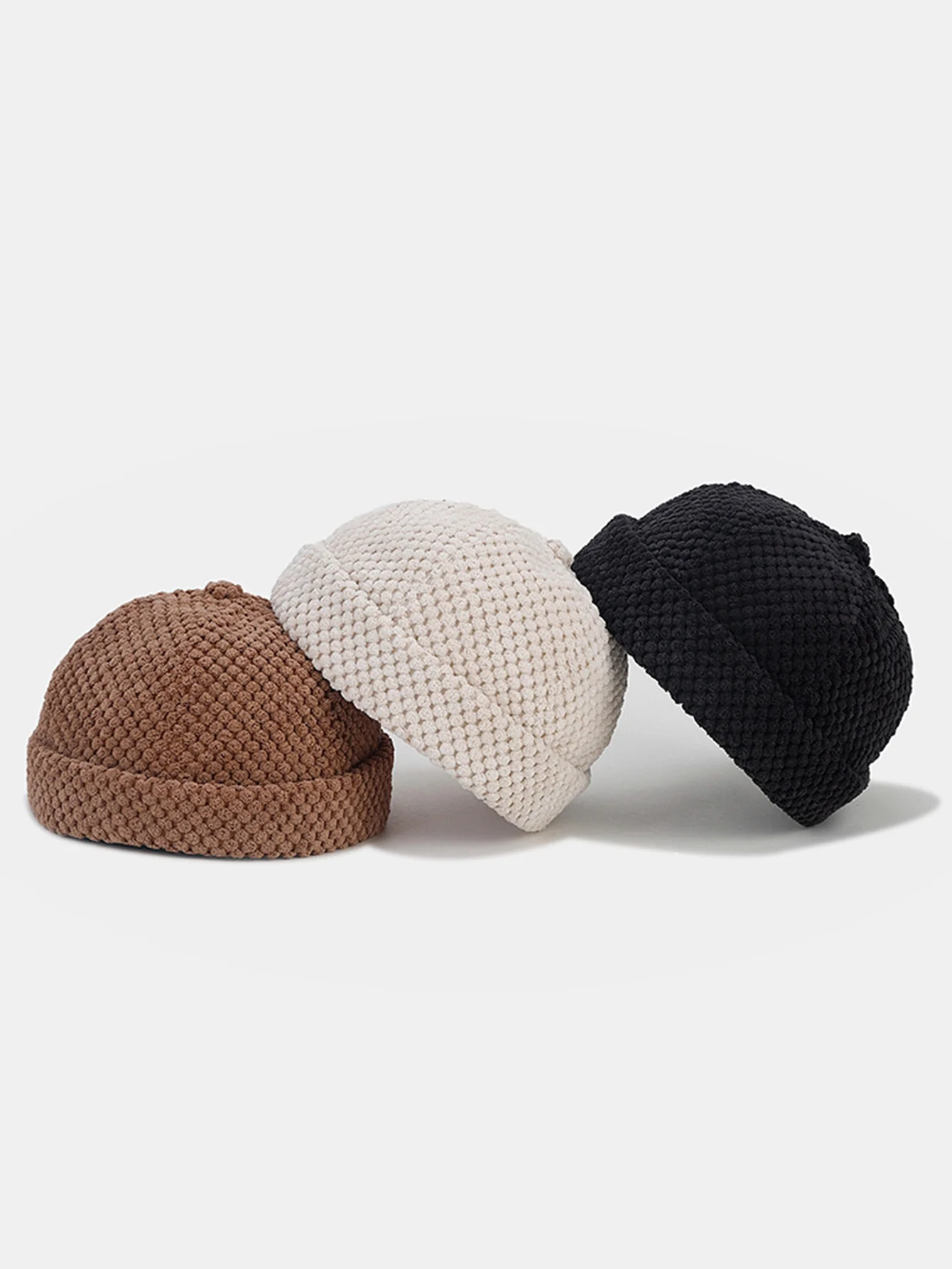 Retro Corduroy Einfarbige Beanie-Mütze - Image 6