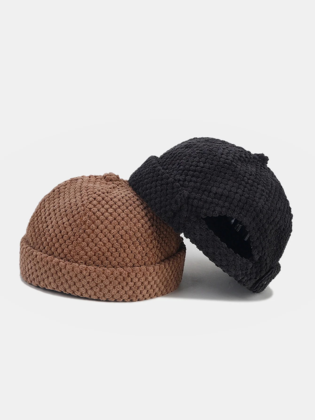 Retro Corduroy Einfarbige Beanie-Mütze - Image 7