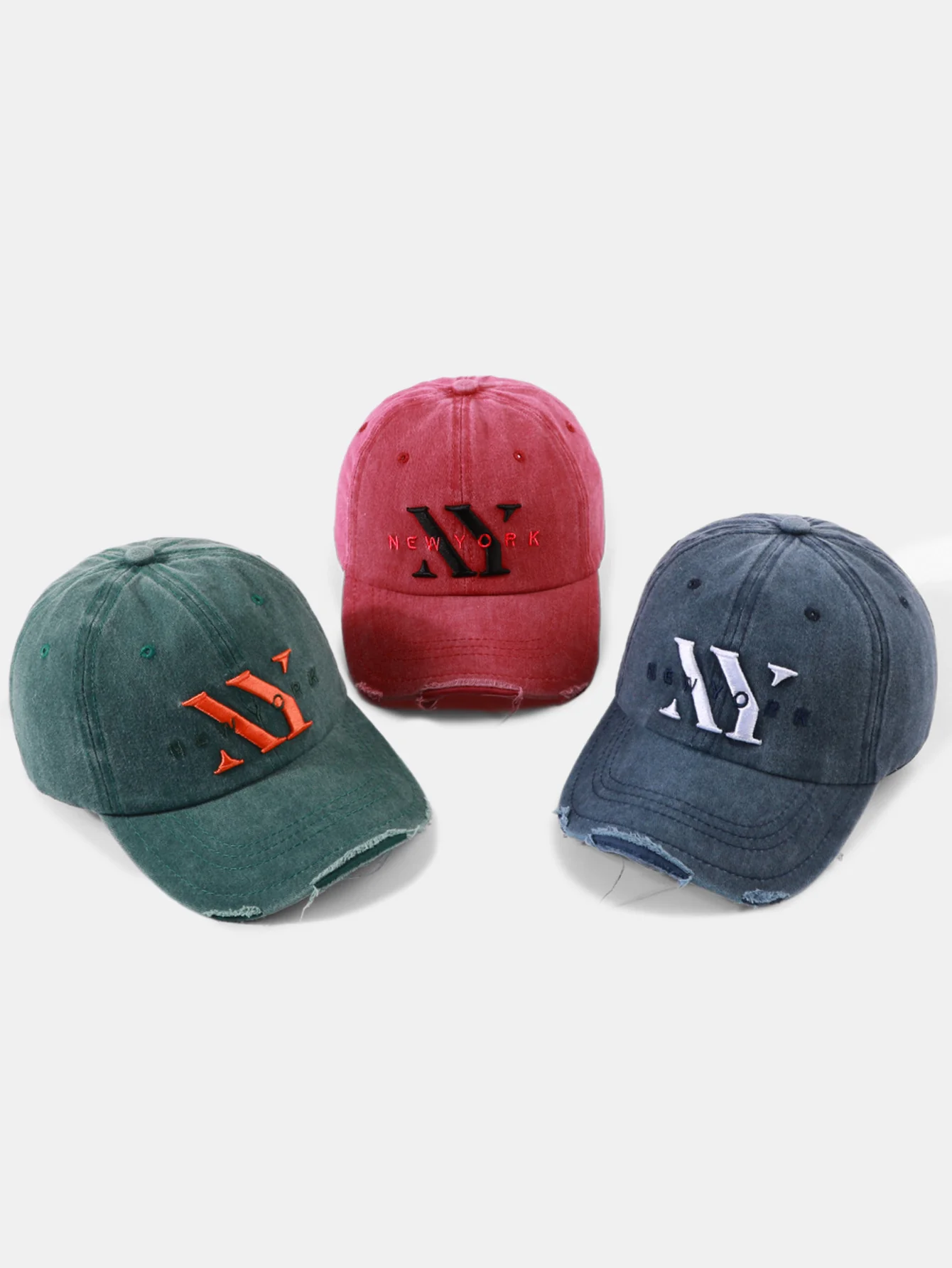 Retro New York Stickerei Baumwolle Gewaschen Verwaschen Baseballmütze - Image 6