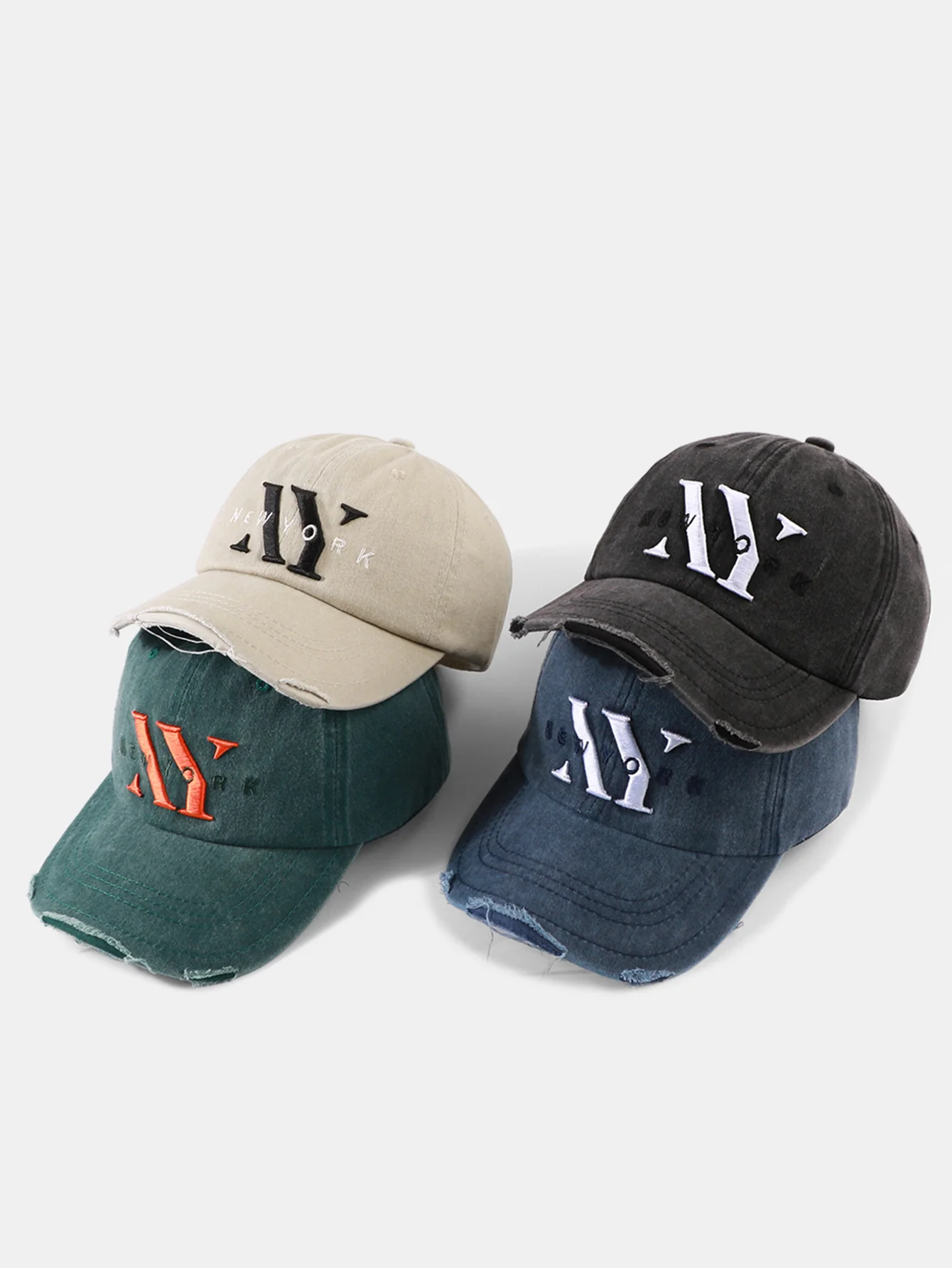 Retro New York Stickerei Baumwolle Gewaschen Verwaschen Baseballmütze - Image 7