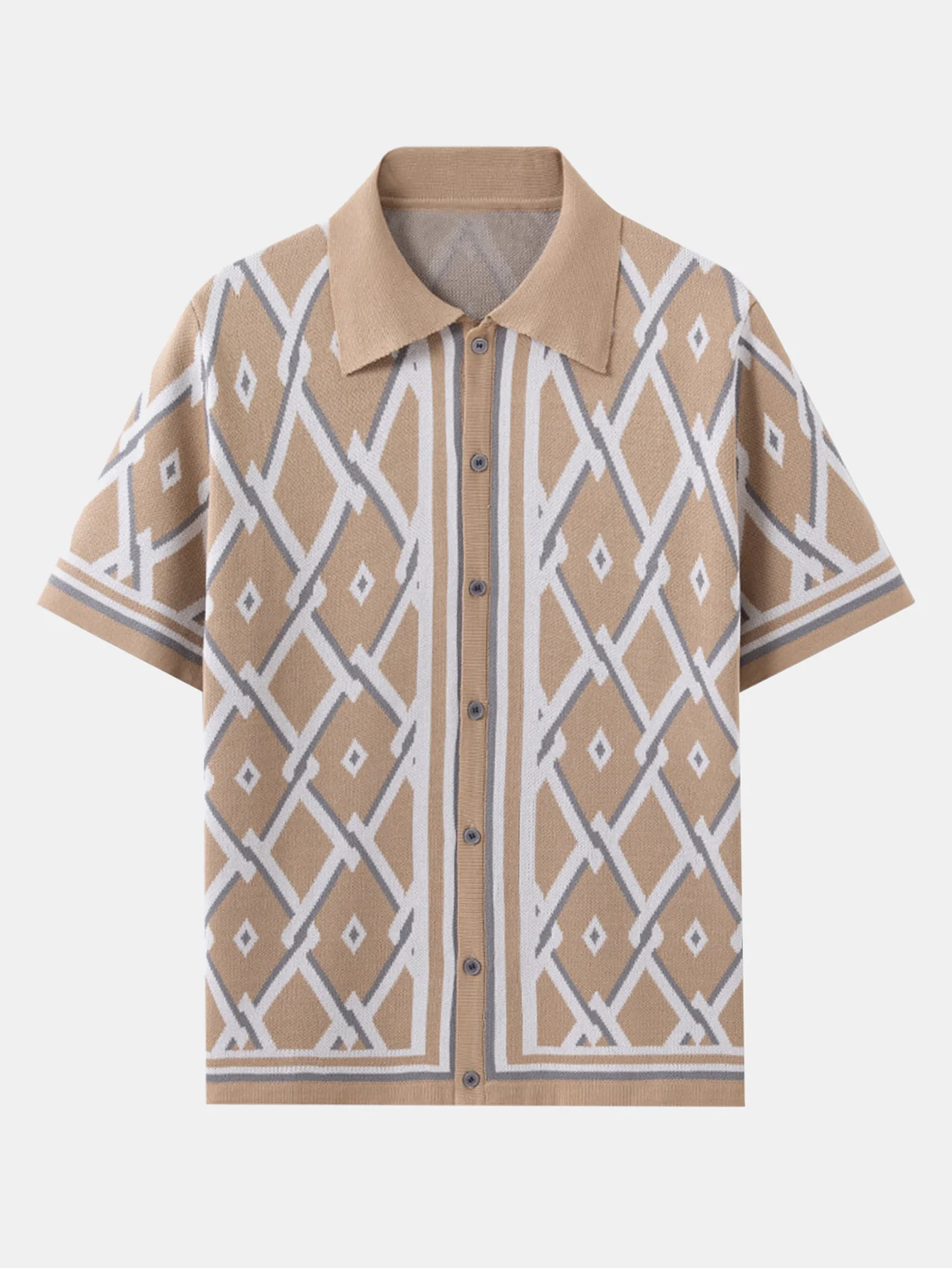 Retro Rauten Geometrisches Strickhemd - Image 5