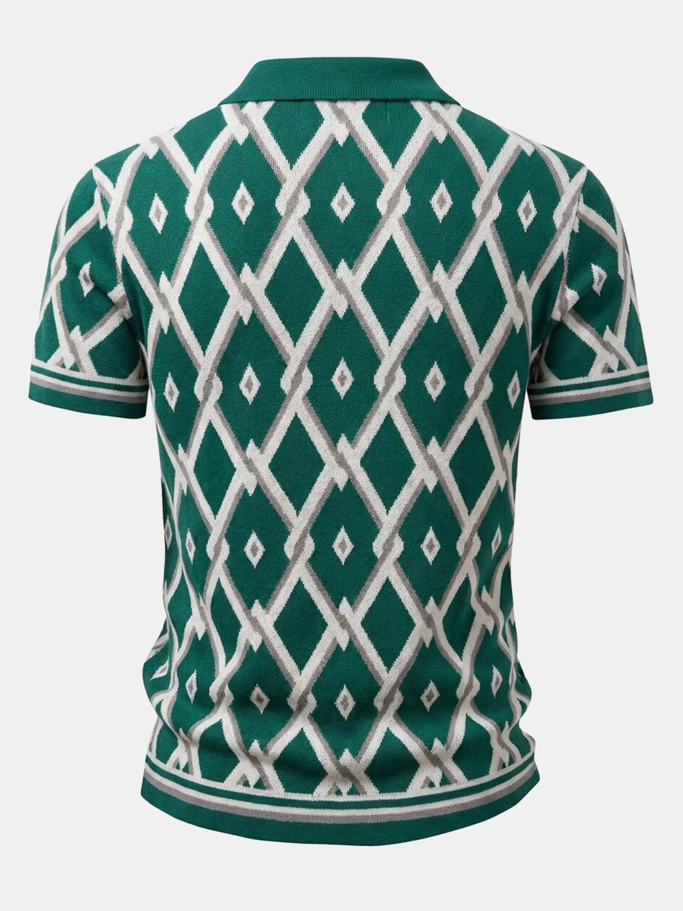 Retro Rhombus Geometric Knit Shirt - Image 2