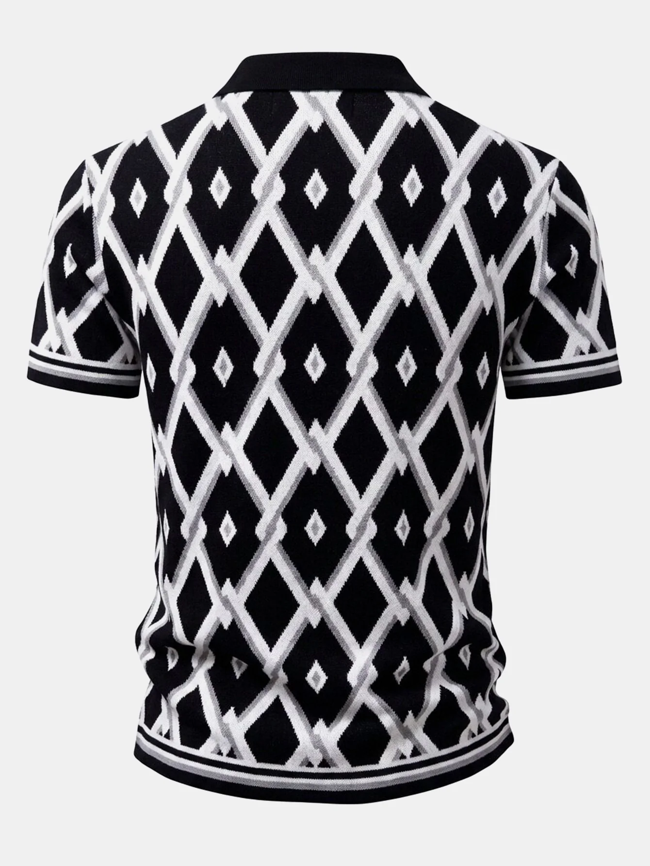 Retro Rhombus Geometric Knit Shirt - Image 4