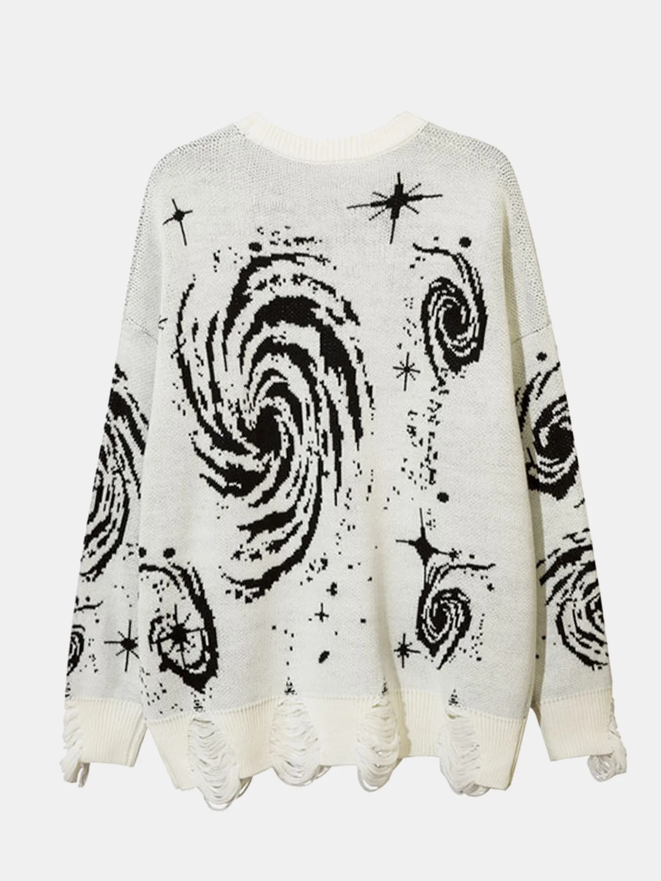 Retro Wirbel Bedruckter Verwaschener Strickpullover - Image 2