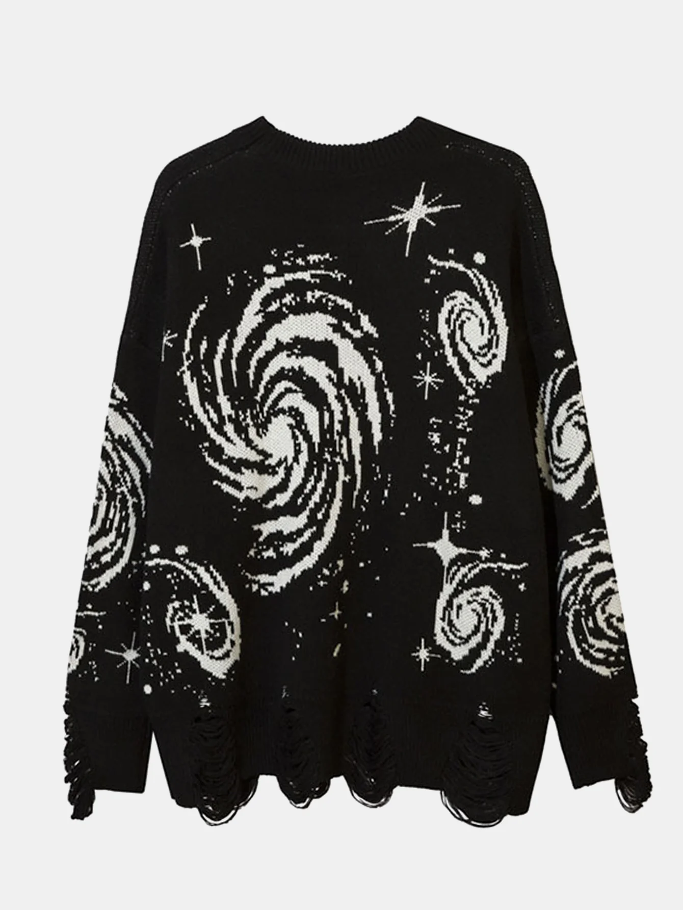 Retro Wirbel Bedruckter Verwaschener Strickpullover - Image 4