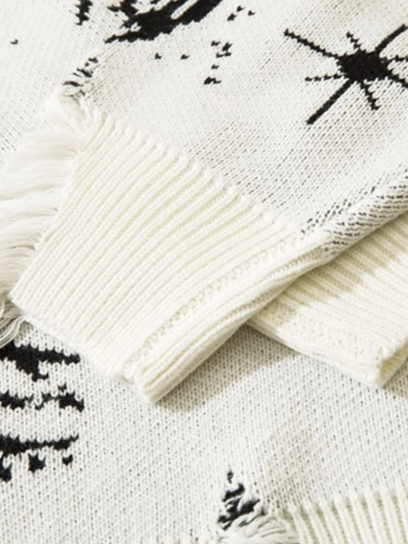 Retro Wirbel Bedruckter Verwaschener Strickpullover - Image 8