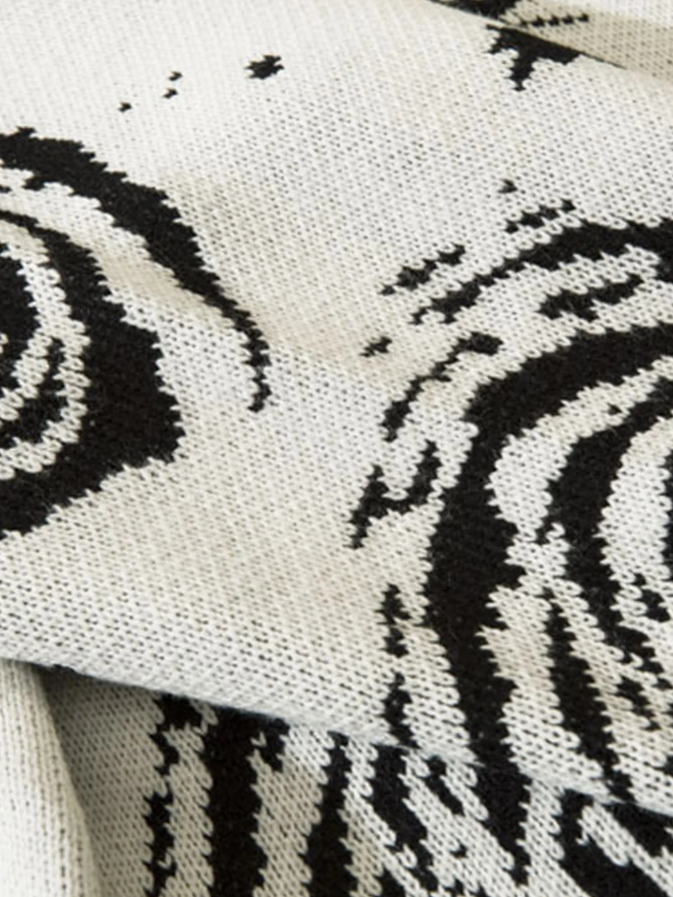 Retro Wirbel Bedruckter Verwaschener Strickpullover - Image 9