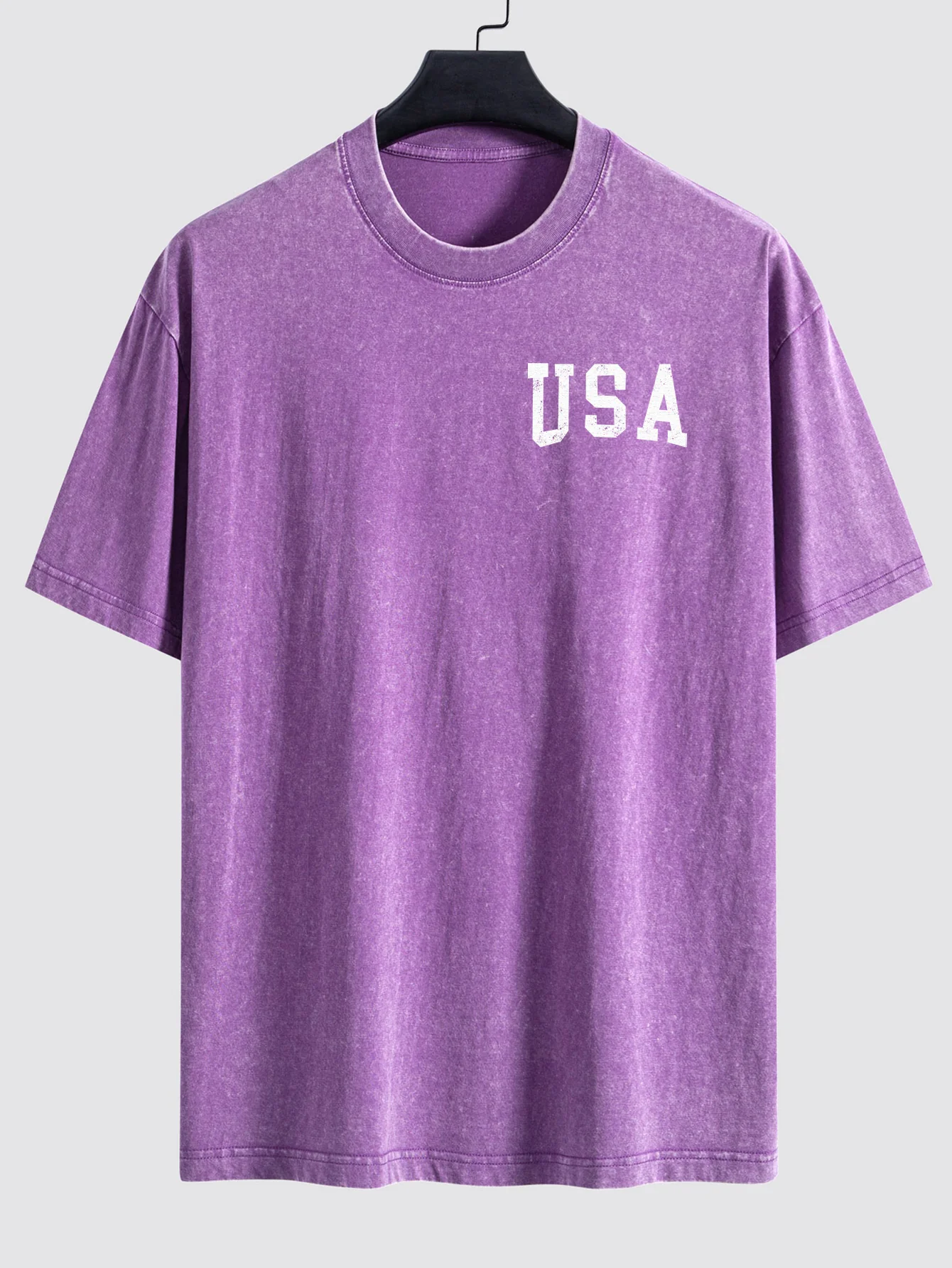 Retro USA Print Gewaschenes, Used-Look Drop-Shoulder T-Shirt - Image 11