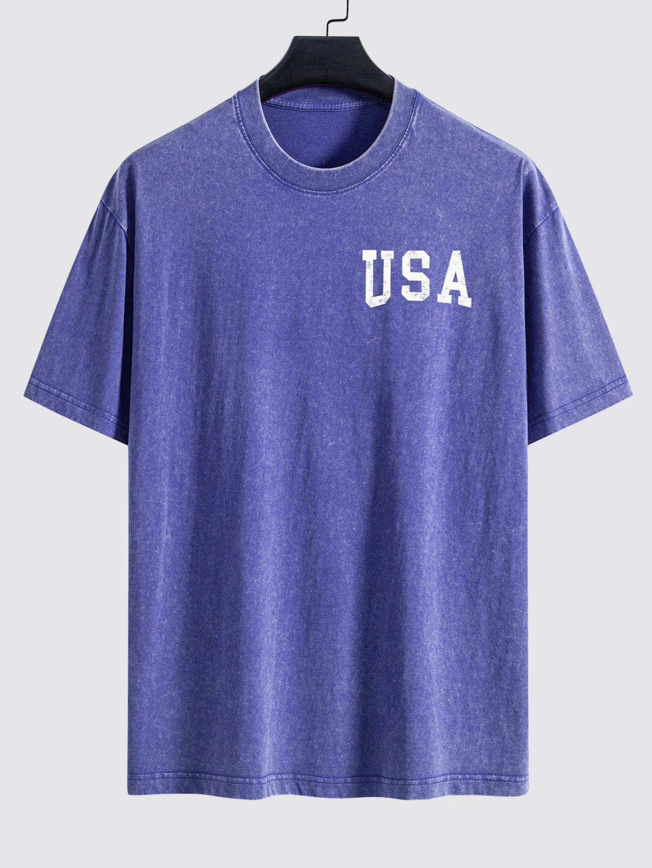 Retro USA Print Gewaschenes, Used-Look Drop-Shoulder T-Shirt - Image 13