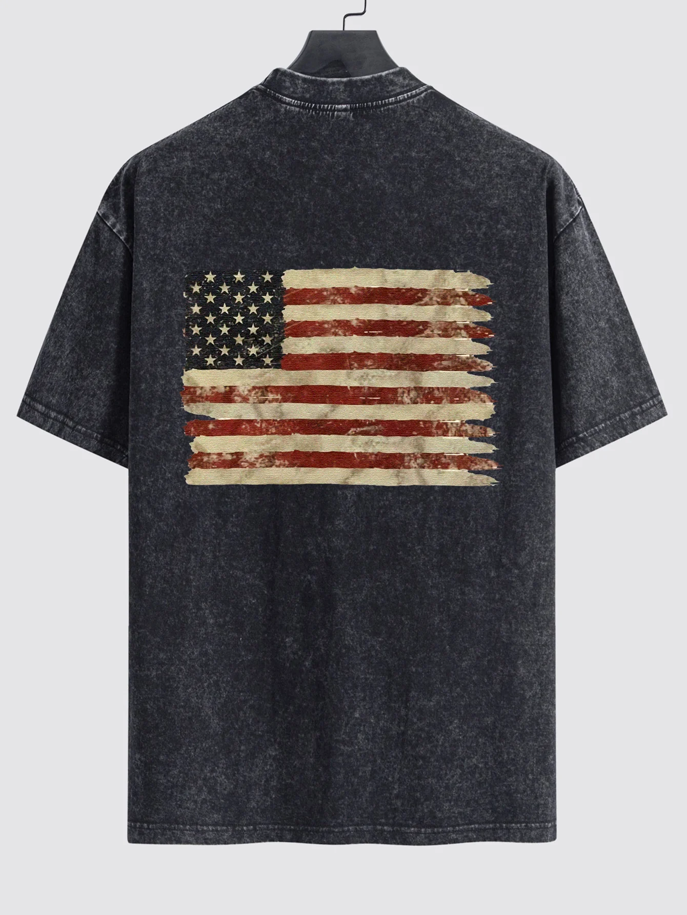 Retro USA Print Gewaschenes, Used-Look Drop-Shoulder T-Shirt - Image 2