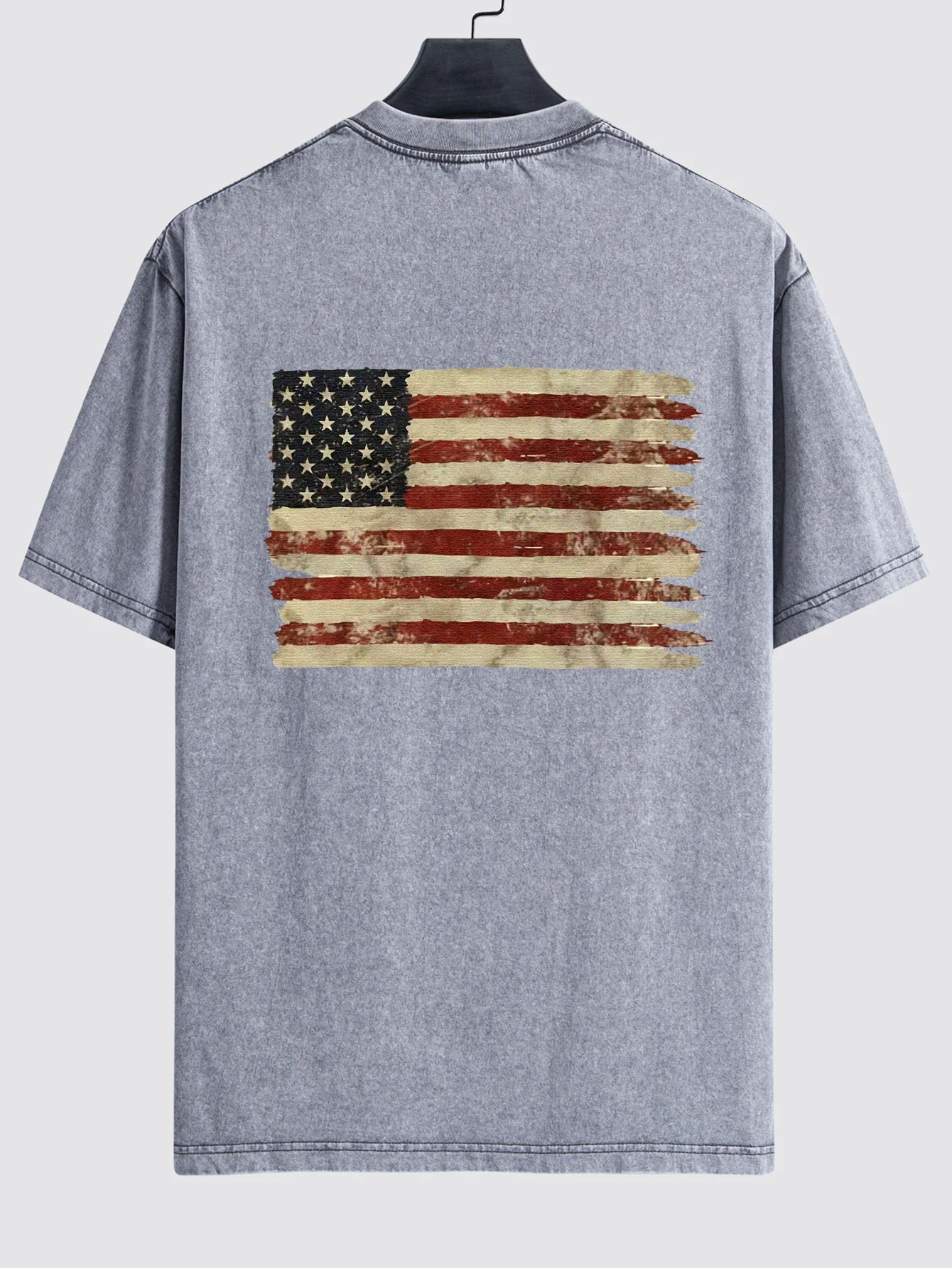 Retro USA Print Gewaschenes, Used-Look Drop-Shoulder T-Shirt - Image 4