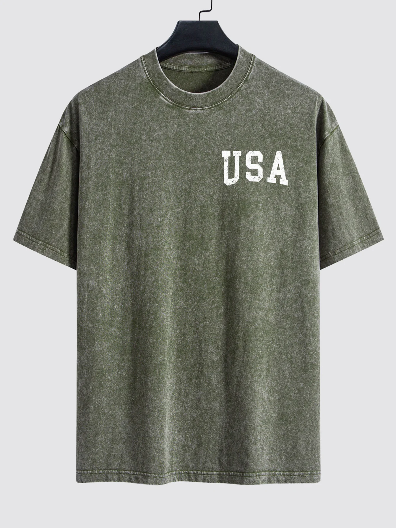 Retro USA Print Gewaschenes, Used-Look Drop-Shoulder T-Shirt - Image 5