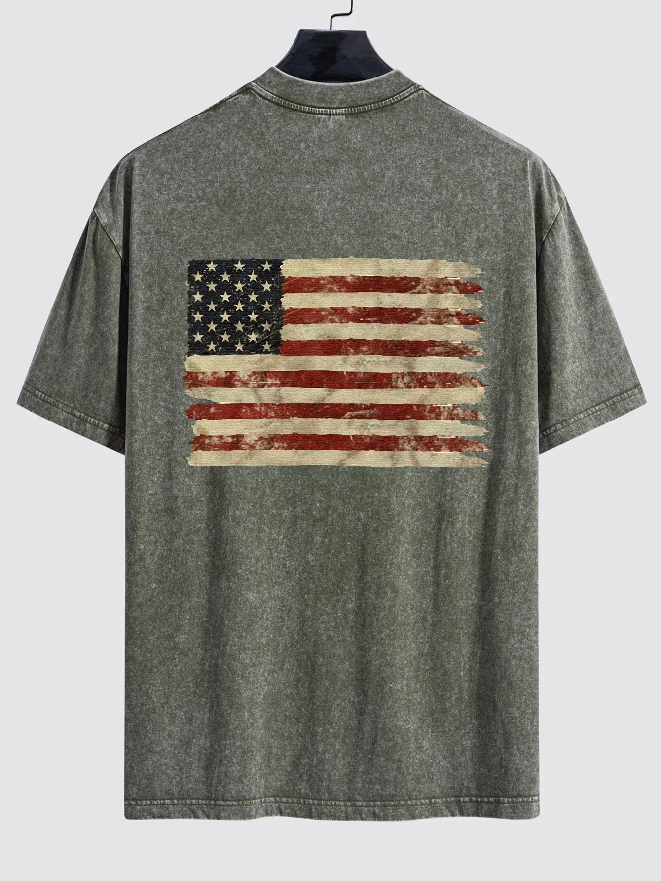 Retro USA Print Gewaschenes, Used-Look Drop-Shoulder T-Shirt - Image 6