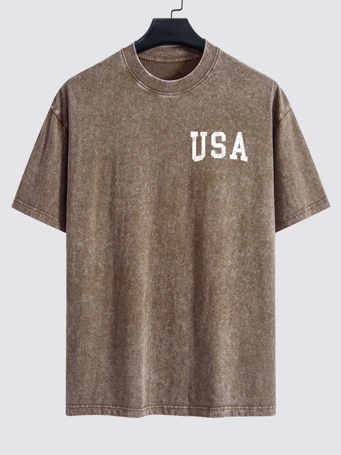 Retro USA Print Gewaschenes, Used-Look Drop-Shoulder T-Shirt - Image 7