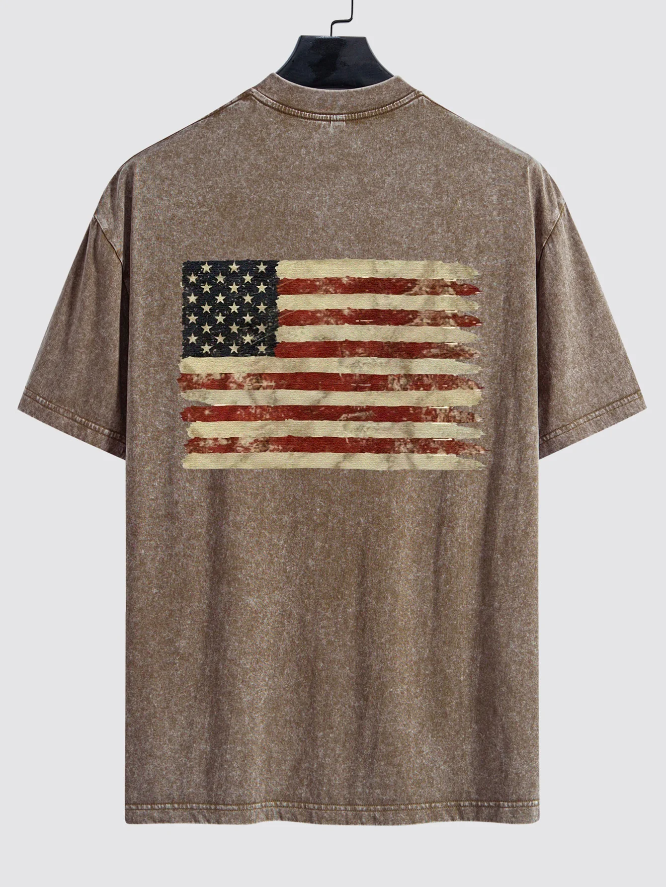 Retro USA Print Gewaschenes, Used-Look Drop-Shoulder T-Shirt - Image 8