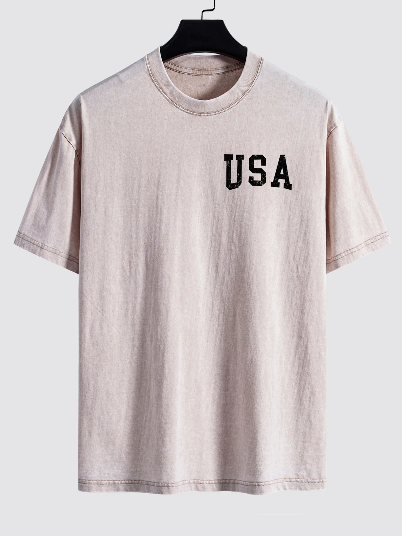 Retro USA Print Gewaschenes, Used-Look Drop-Shoulder T-Shirt - Image 9