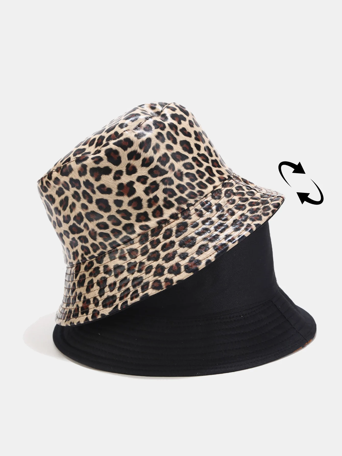 Reversible Leopard Print Bucket Hat For Men Women Double Sided Foldable Sun Hat Trendy Streetwear Fisherman Hat For Summer Outdoor - Image 5