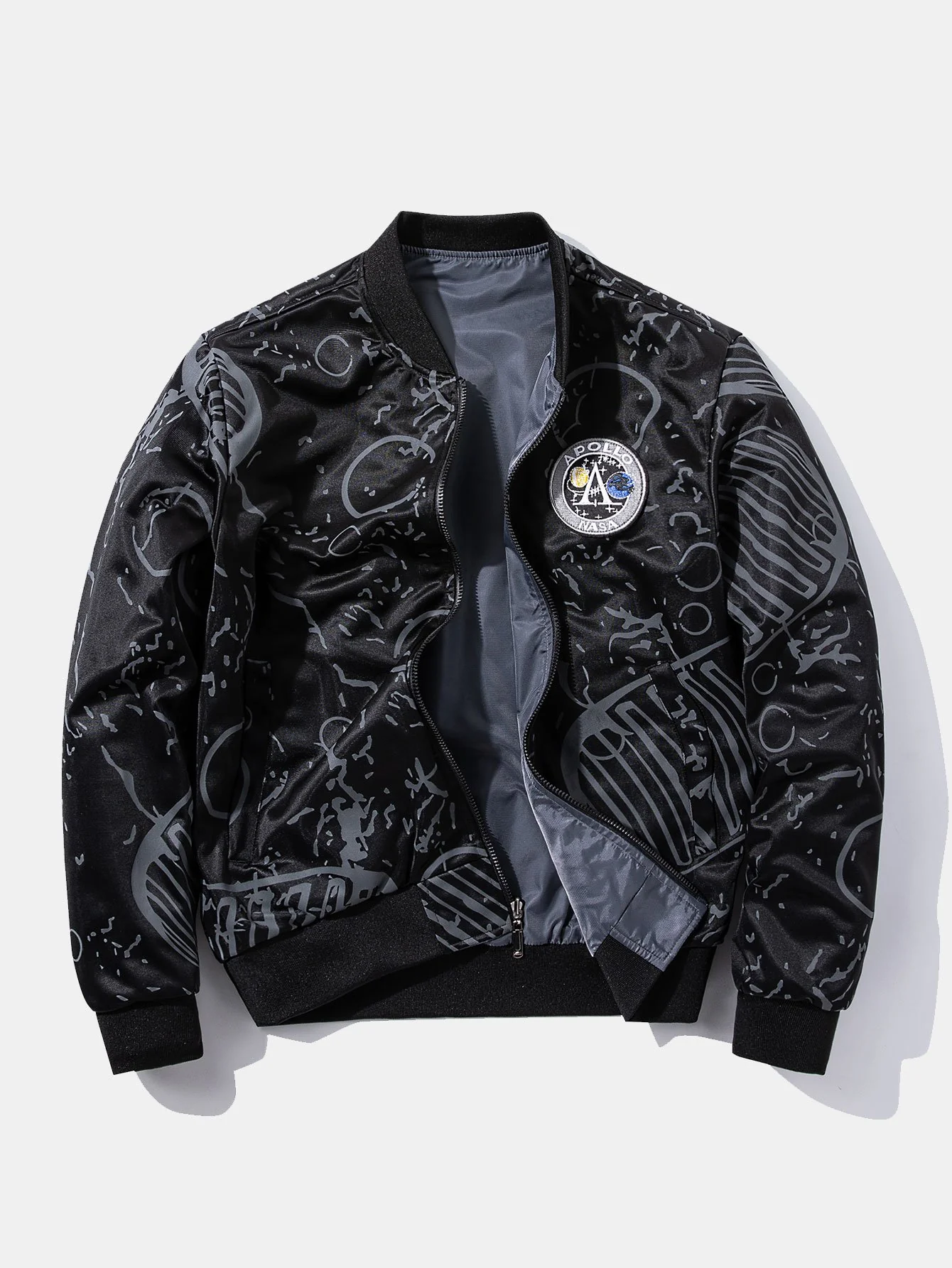 Umkehrbare NASA bestickte Patch Bomberjacke - Image 2