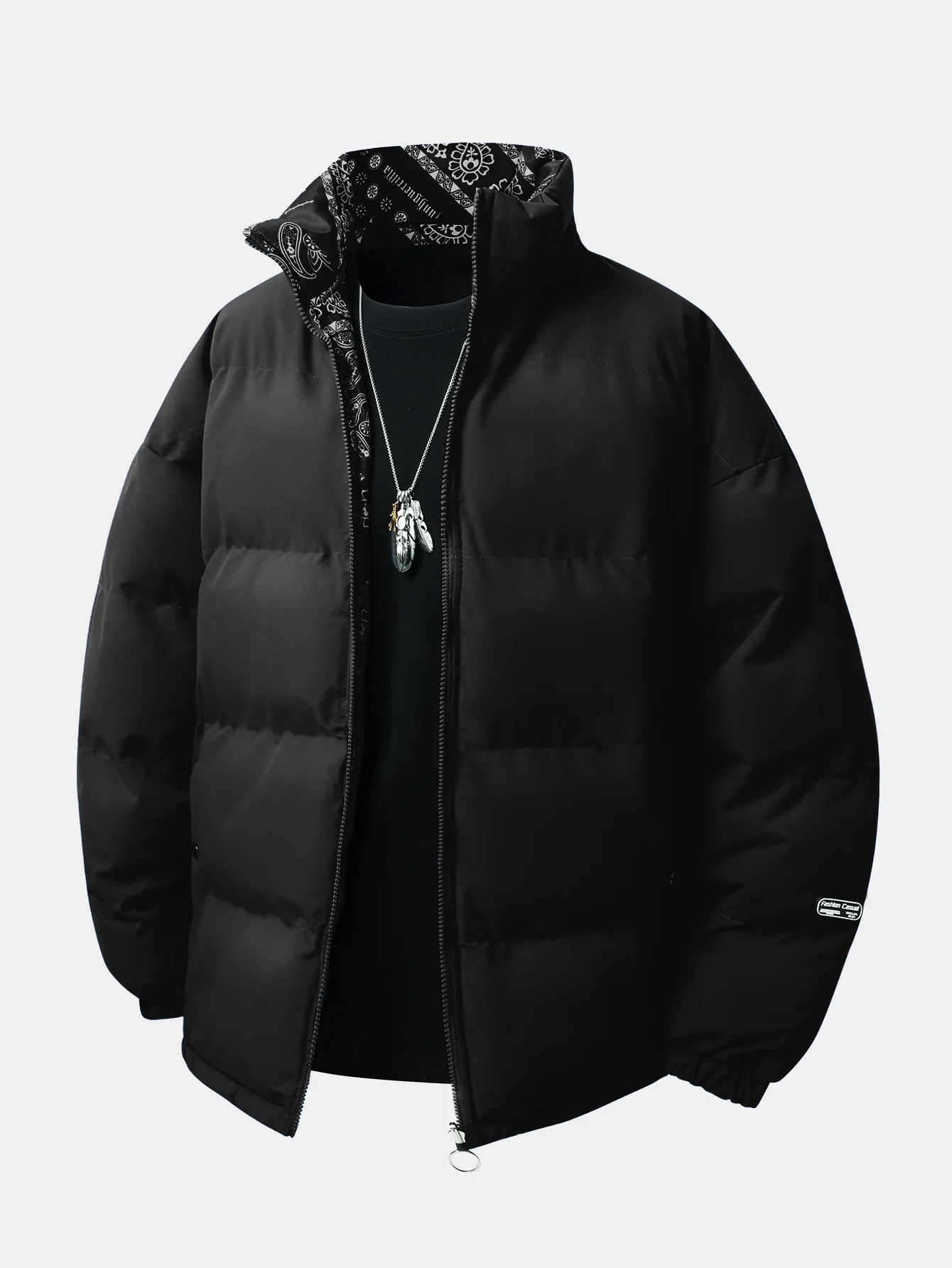 Reversible Paisley Puffer Coat